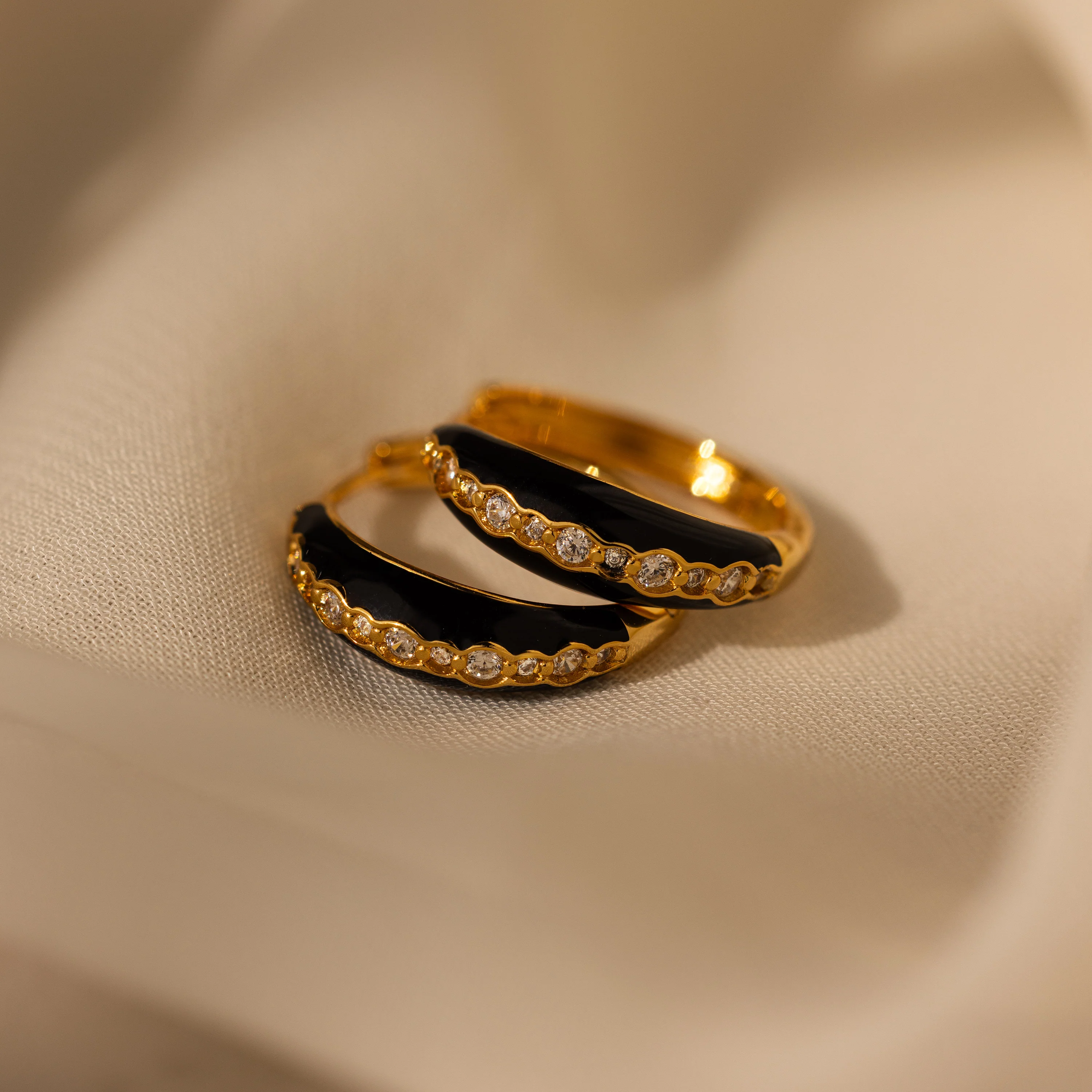 Noir Pave Dome Hoops in 18K Gold - Image 5