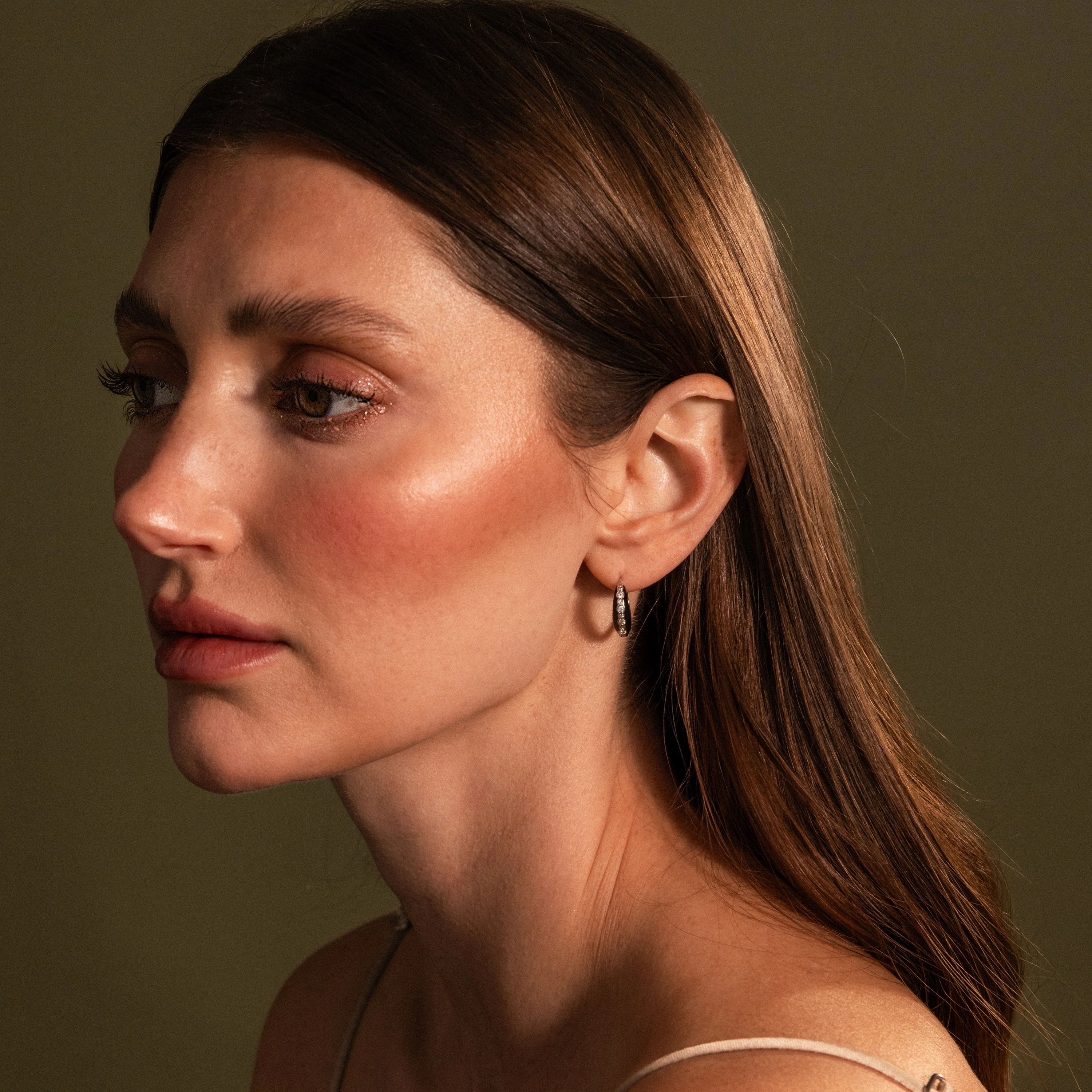 Noir Pave Dome Hoops in Silver - Image 4