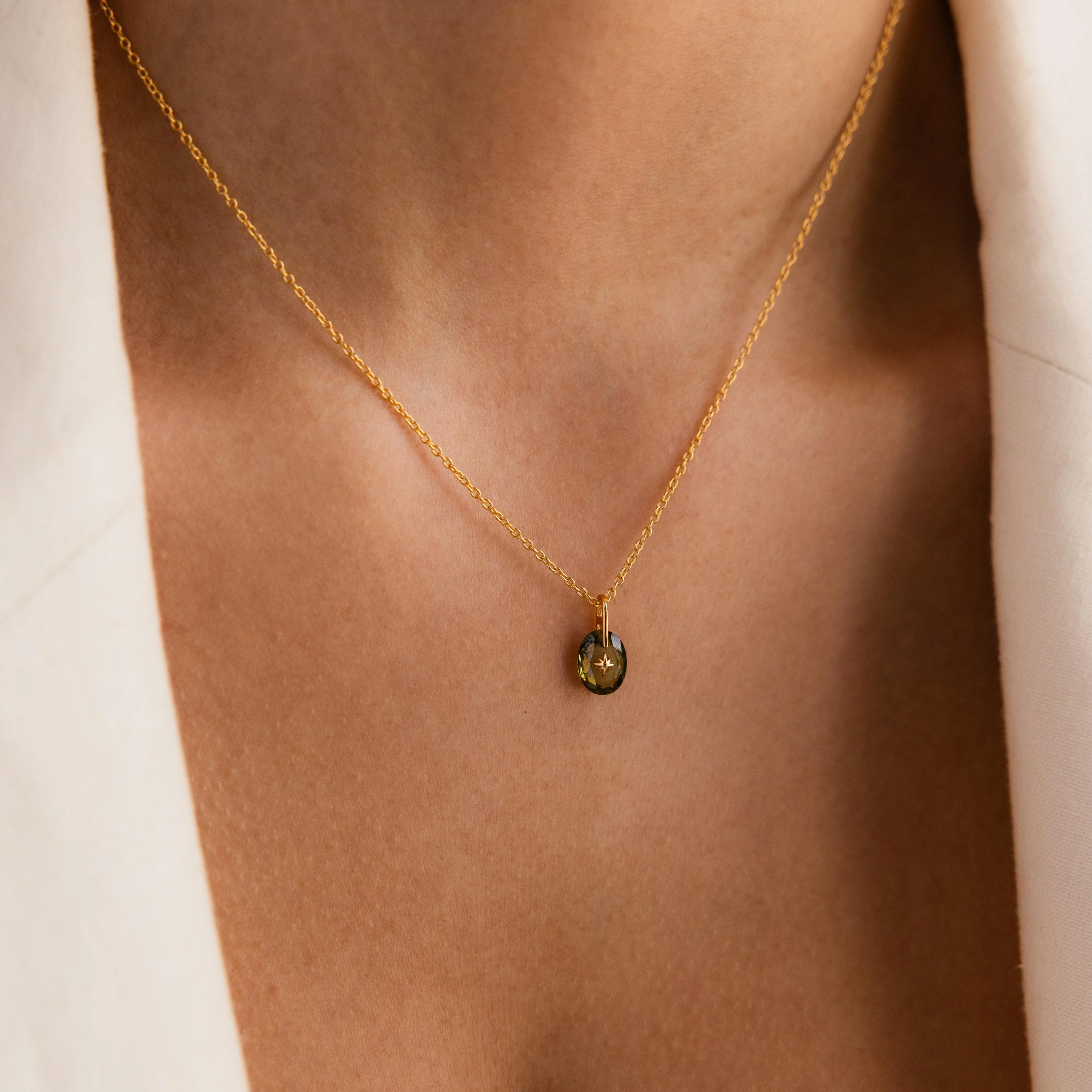 North Star Birthstone Signet Necklace in Garnet - Image 2