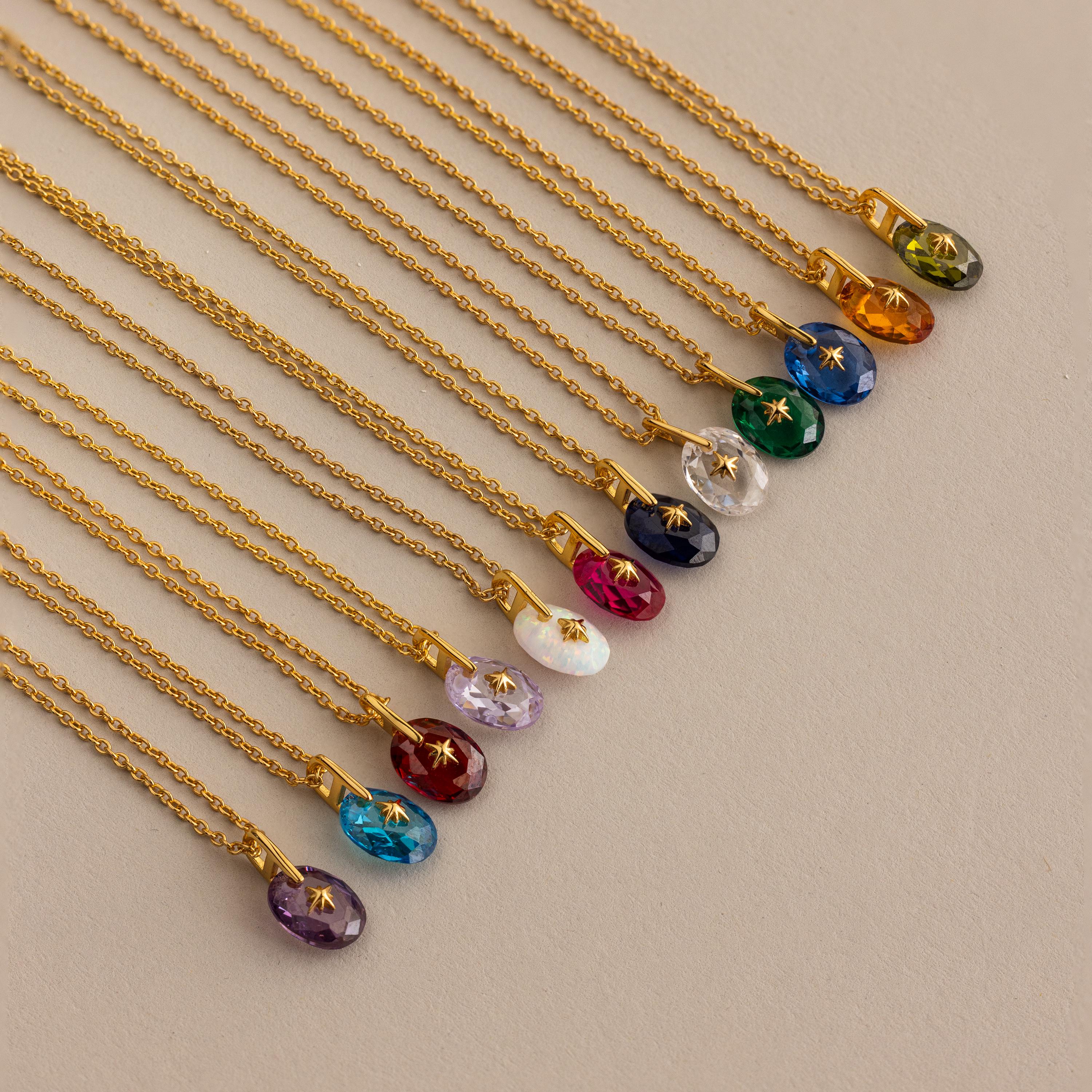 North Star Birthstone Signet Necklace in Garnet - Image 5