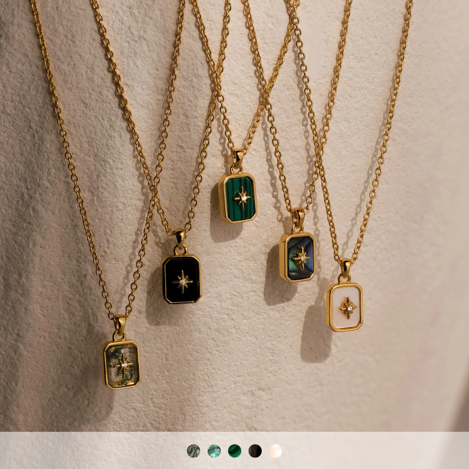 North Star Gemstone Necklace in Silver - Image 4