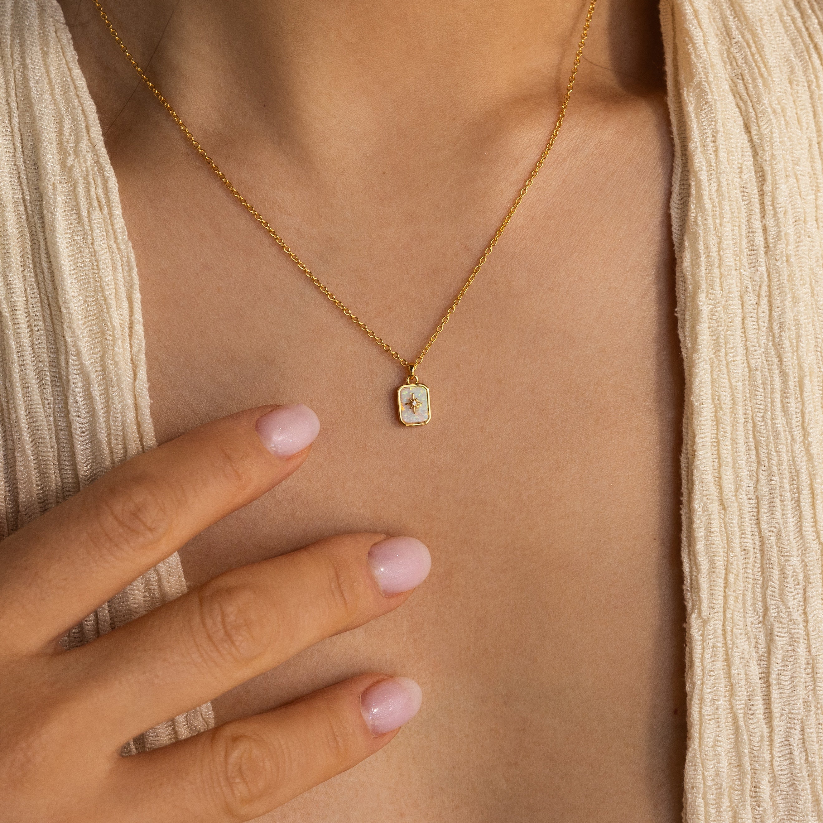 North Star Gemstone Necklace in 18K Gold - Image 2