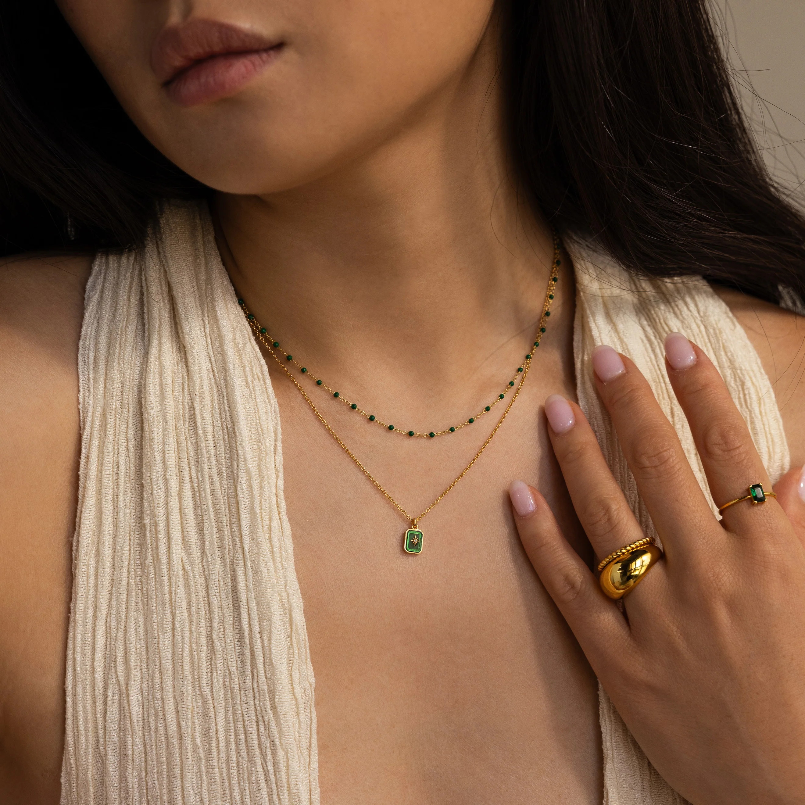North Star Gemstone Necklace in 18K Gold - Image 8