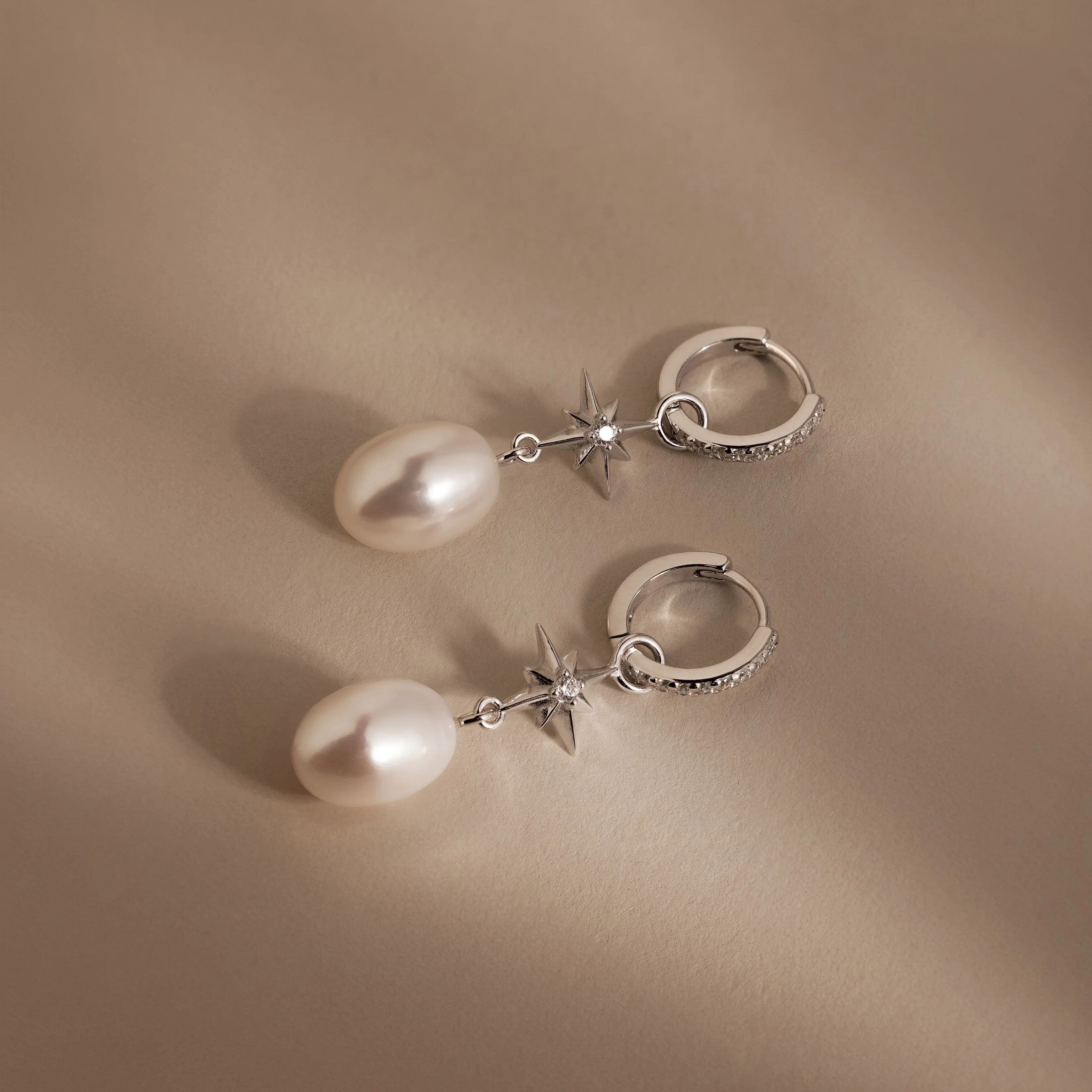 North Star Pearl Hoops in Silver - Image 5