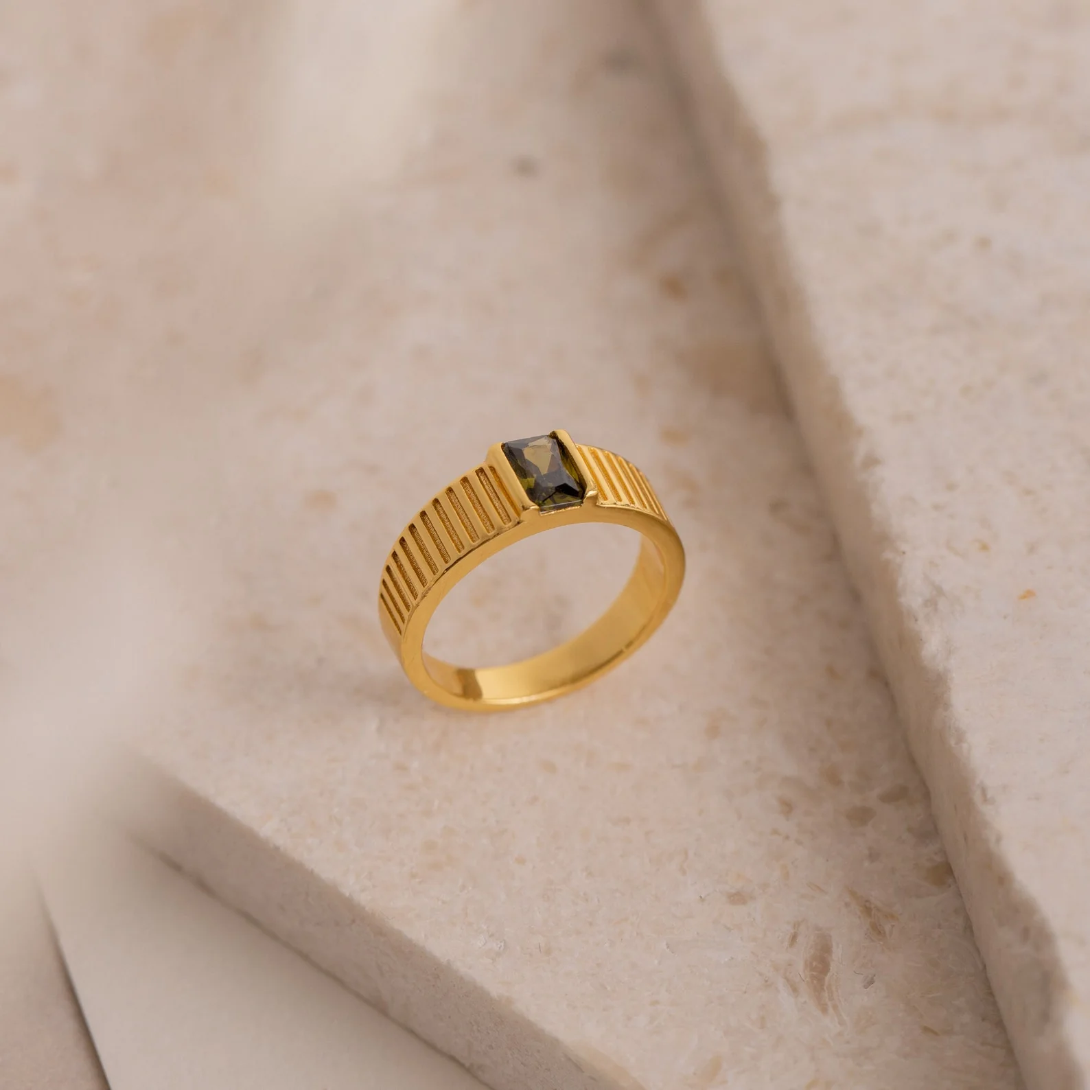 Olive Peridot Signet Ring - Image 5