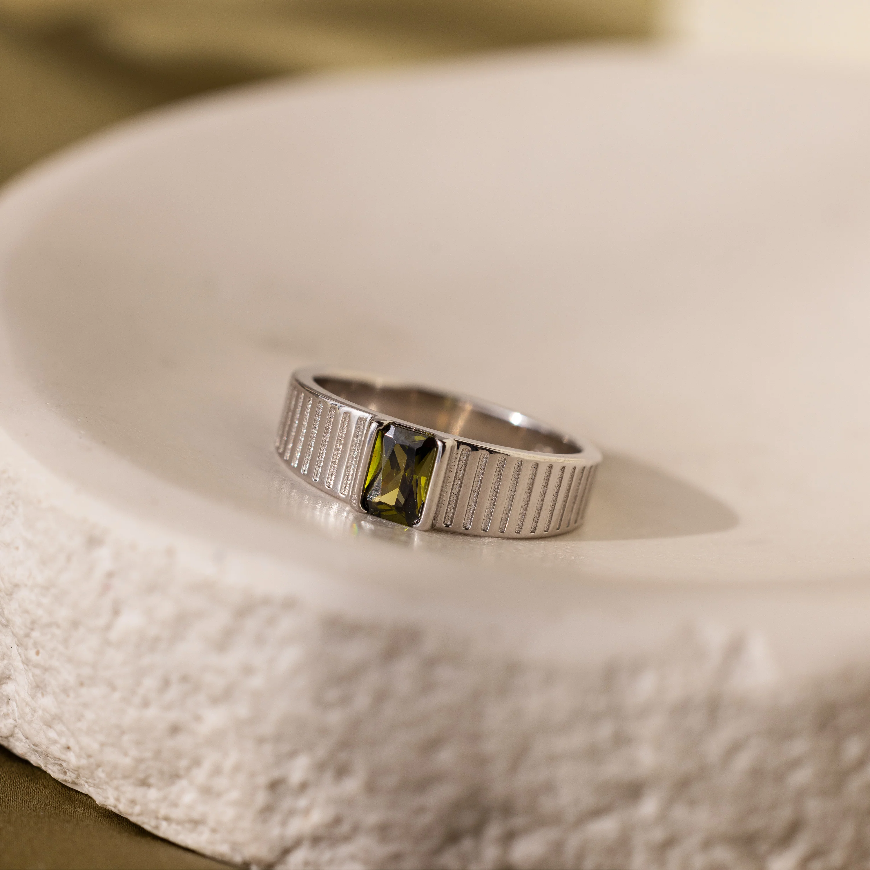 Olive Peridot Signet Ring - Image 6