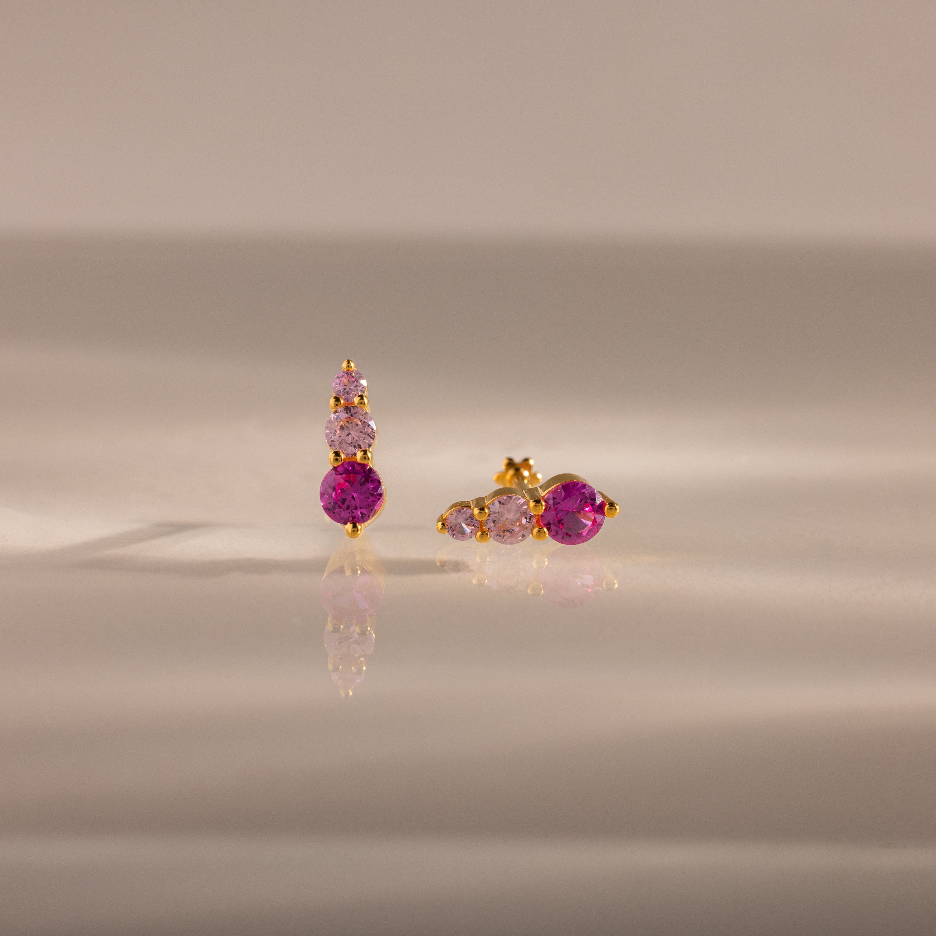 Ombre Pink Tourmaline Flatback Studs