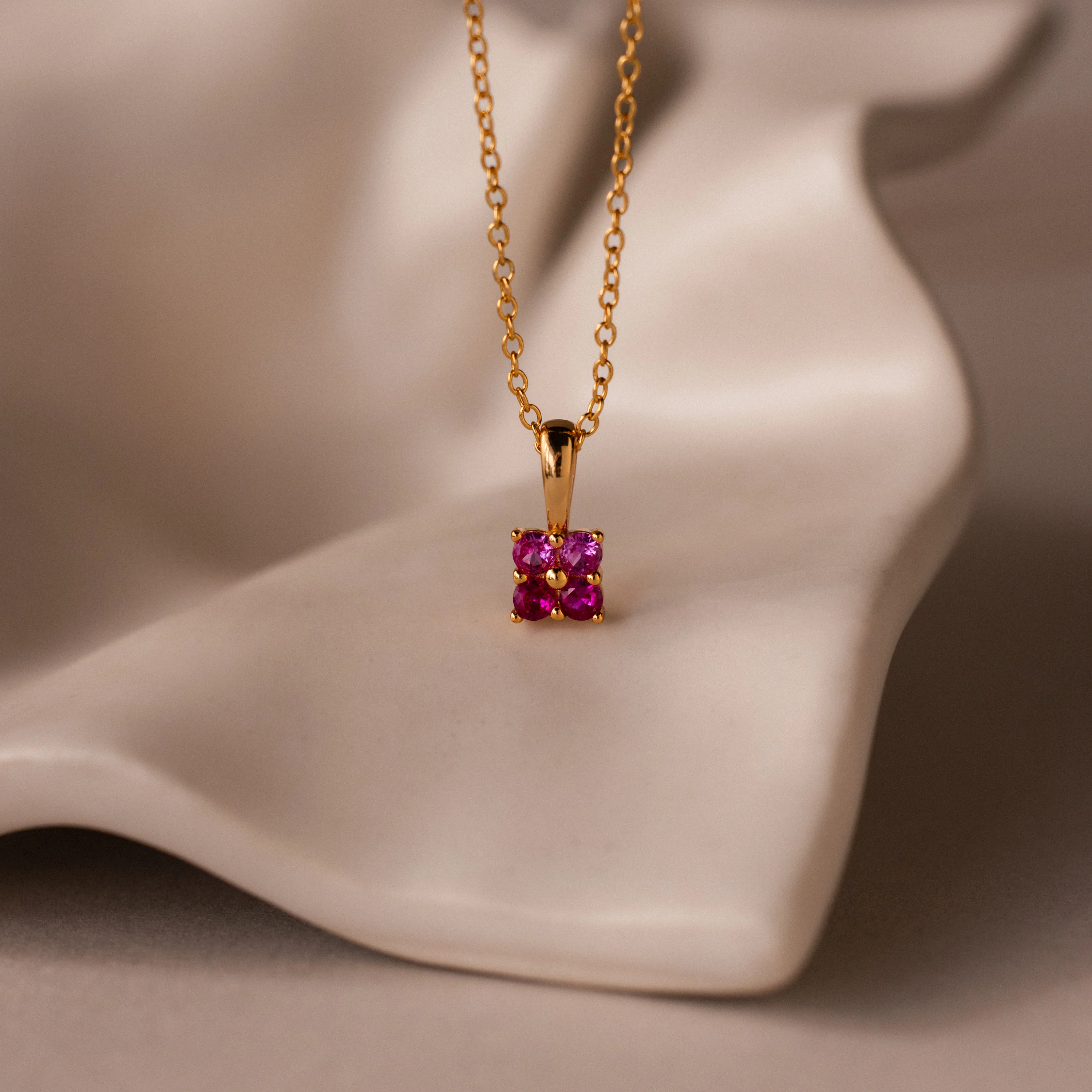 Ombre Ruby Flower Necklace
