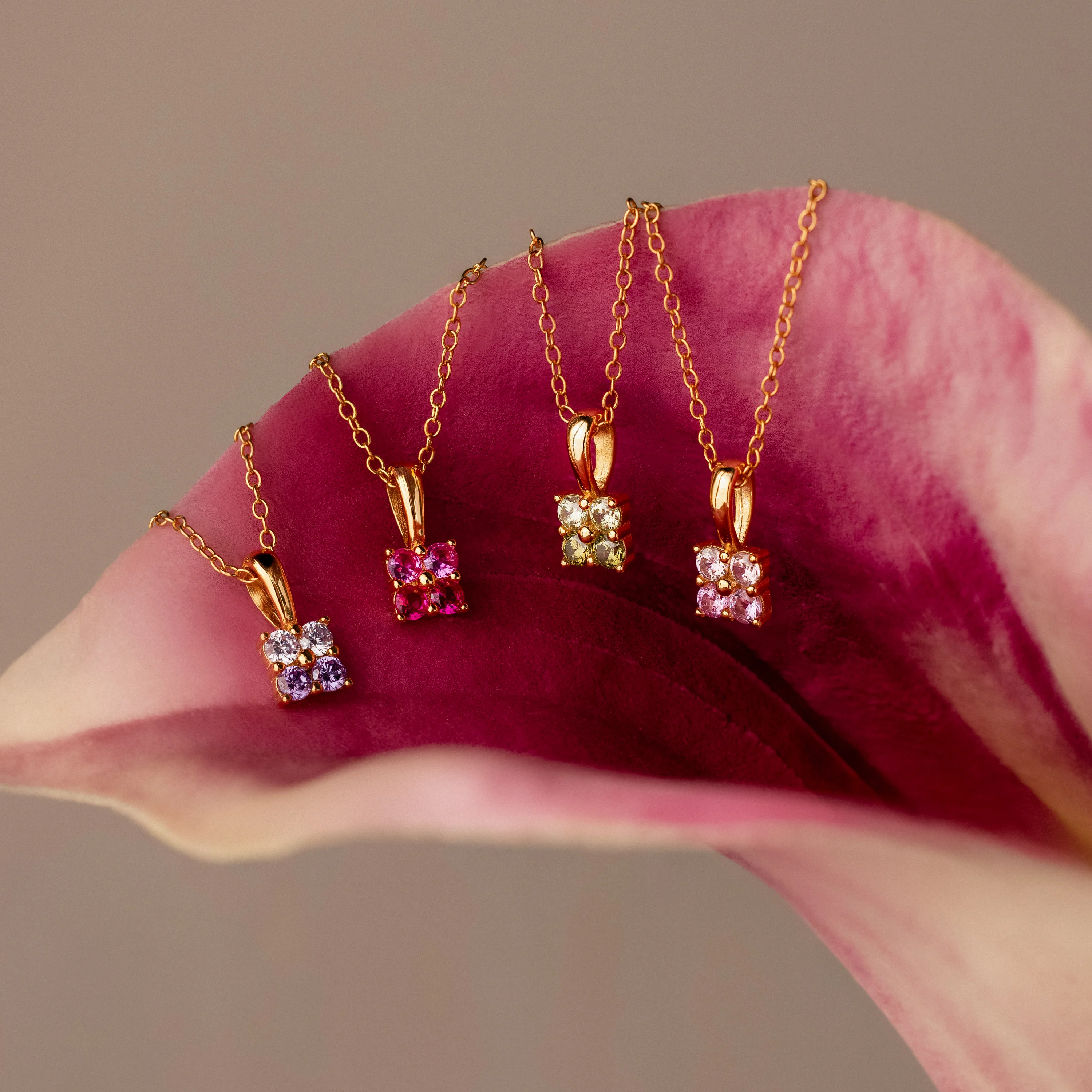Ombre Birthstone Flower Necklace - Image 16