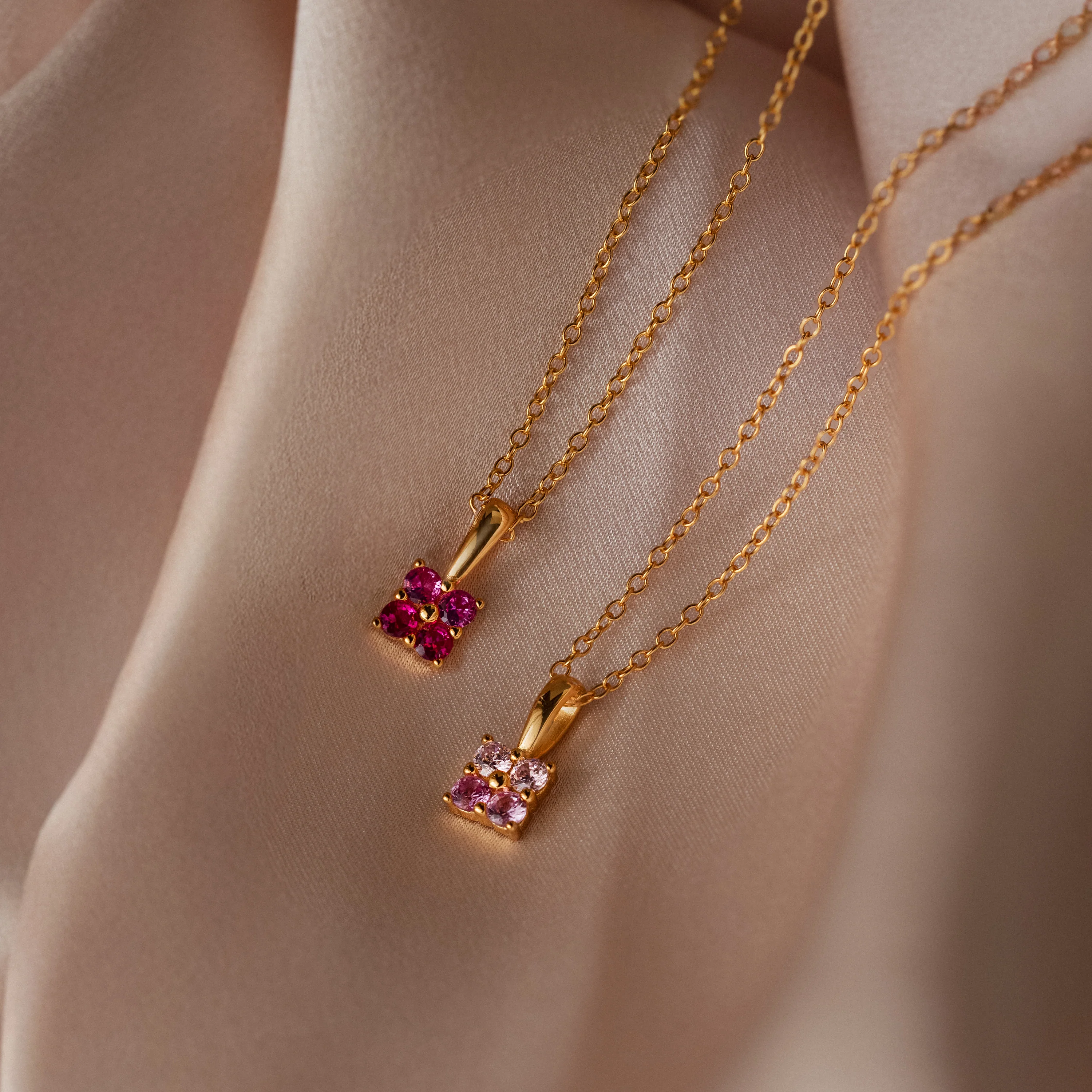 Ombre Garnet Flower Necklace - Image 3