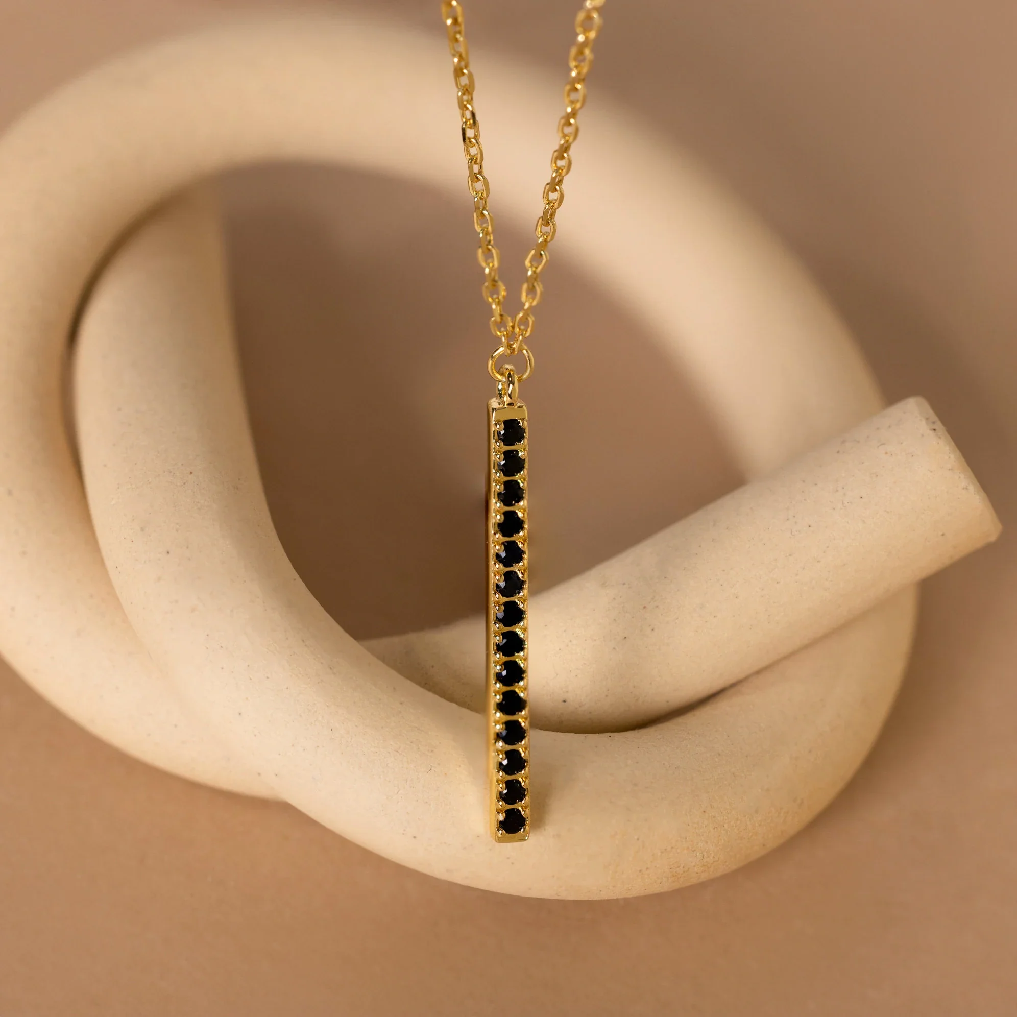 Onyx Bar Pendant Necklace - Image 2