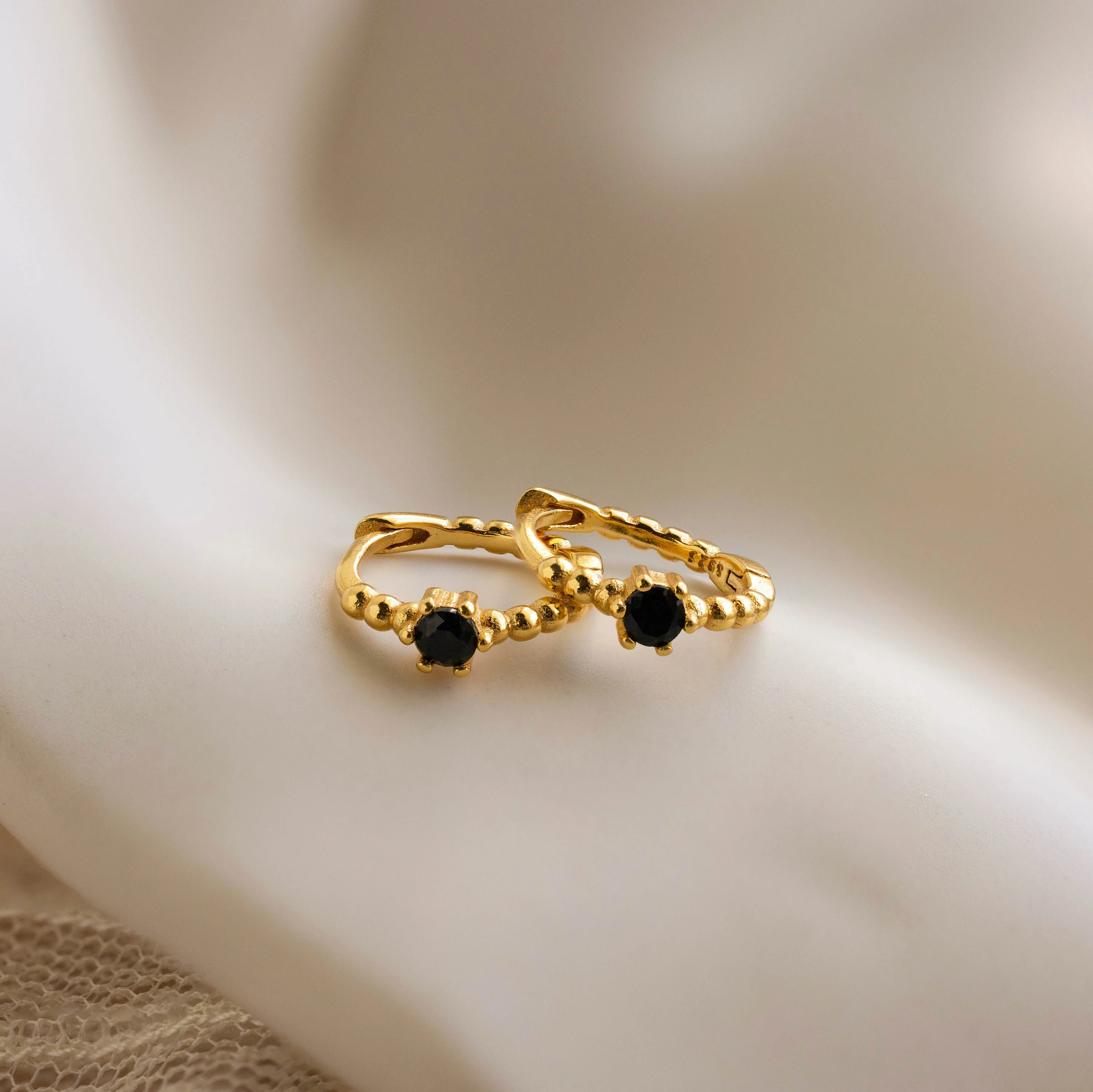 Onyx Beaded Huggies - Image 3