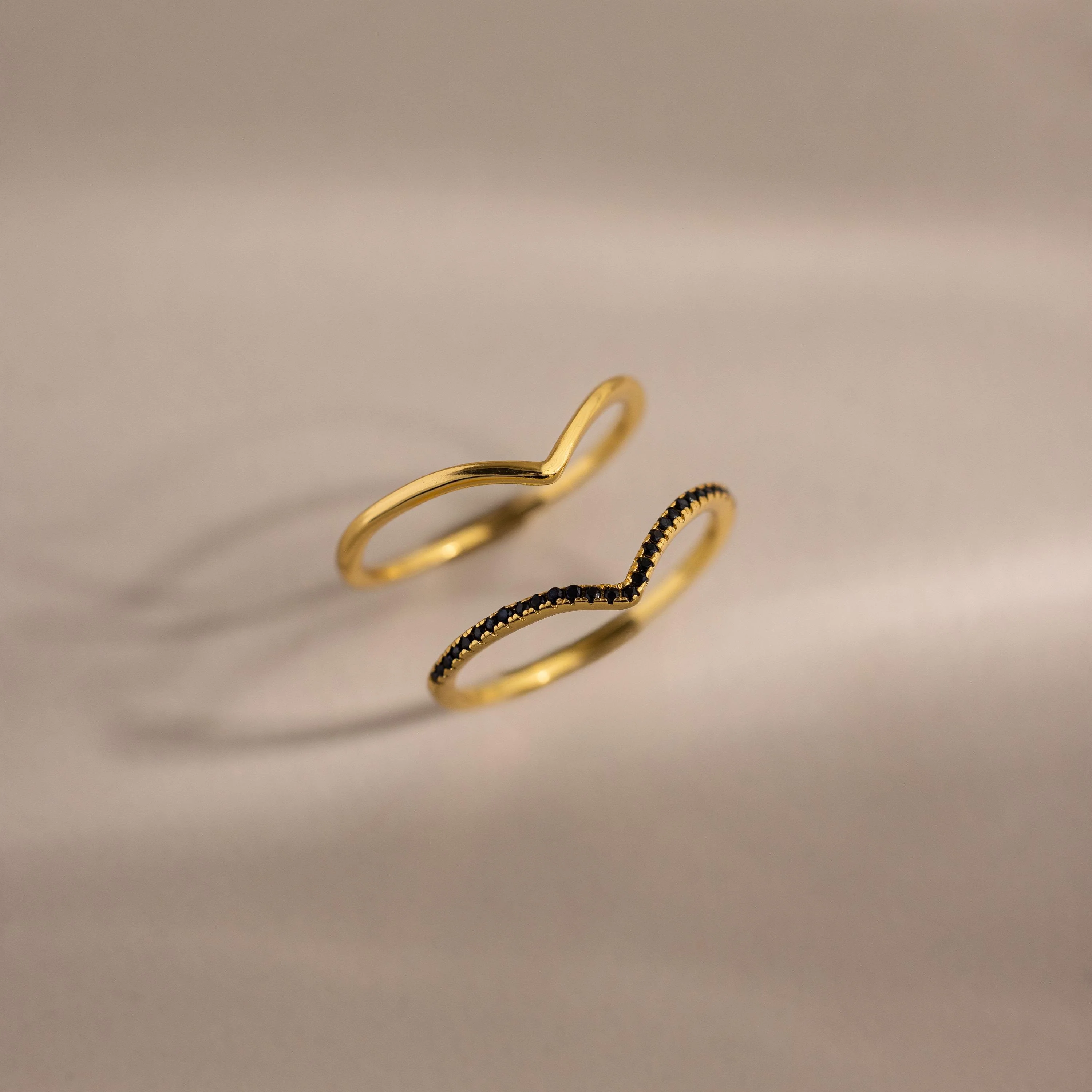 Onyx Chevron Ring Set