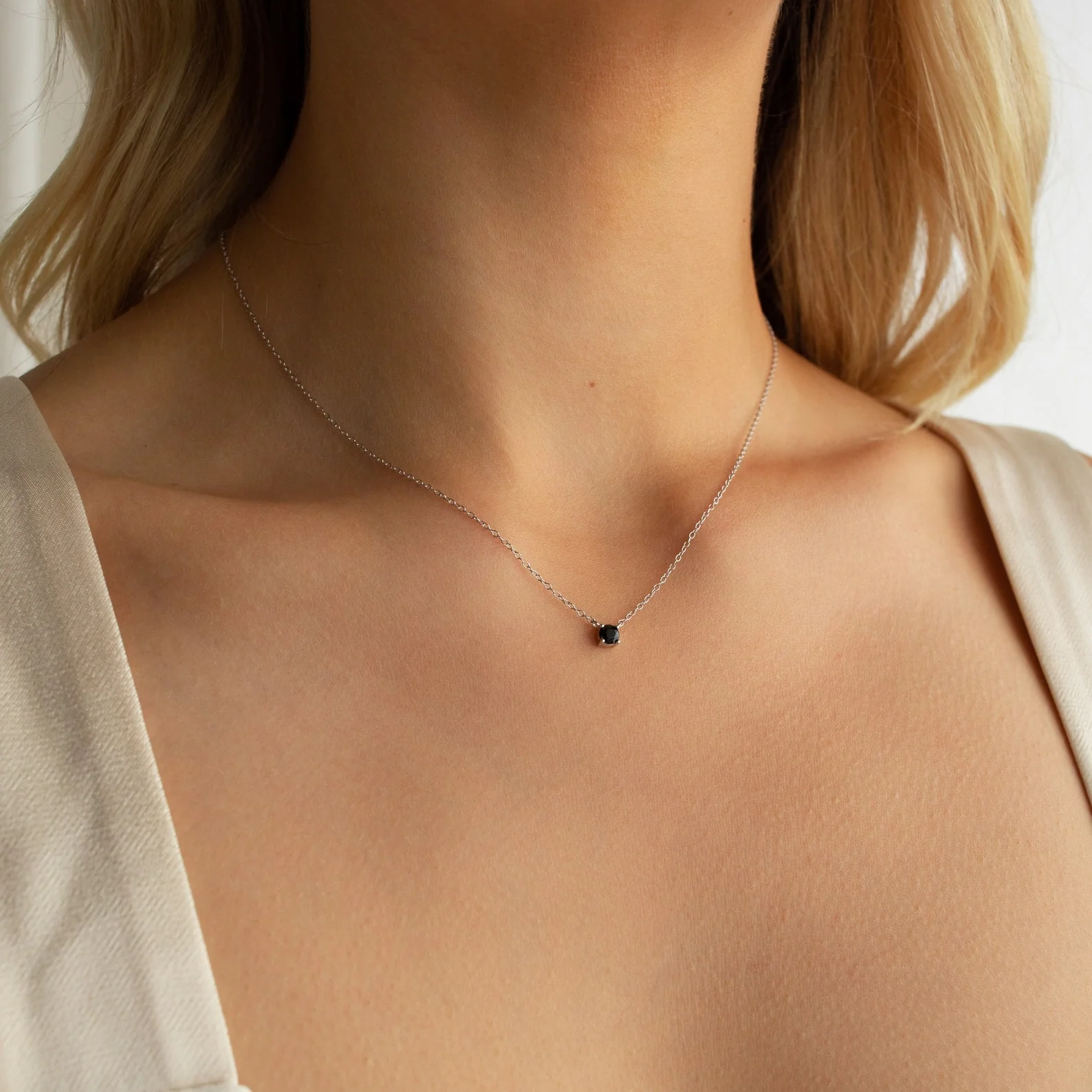 Onyx Dainty Diamond Necklace - Image 3