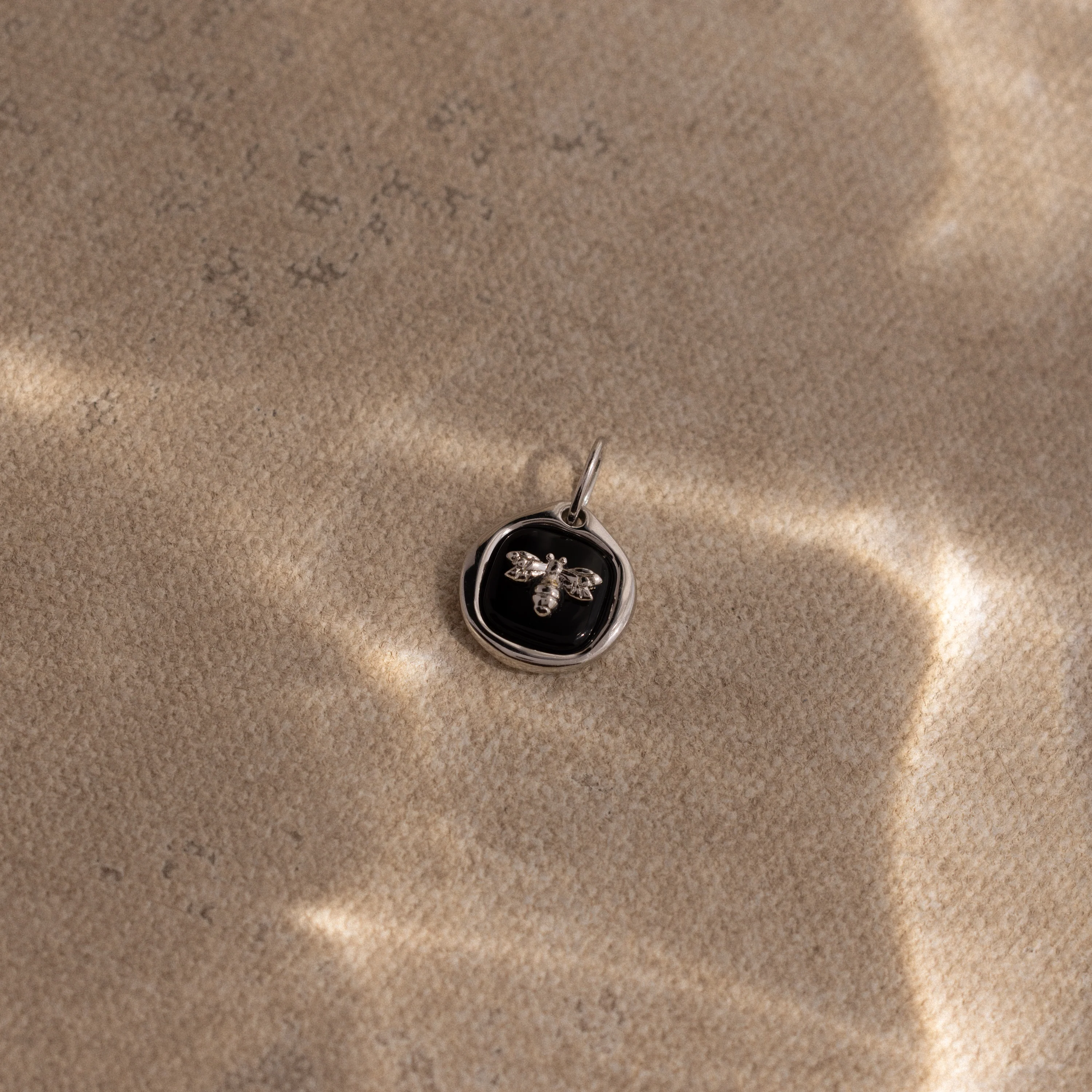 Onyx Honeybee Charm in Silver - Image 5