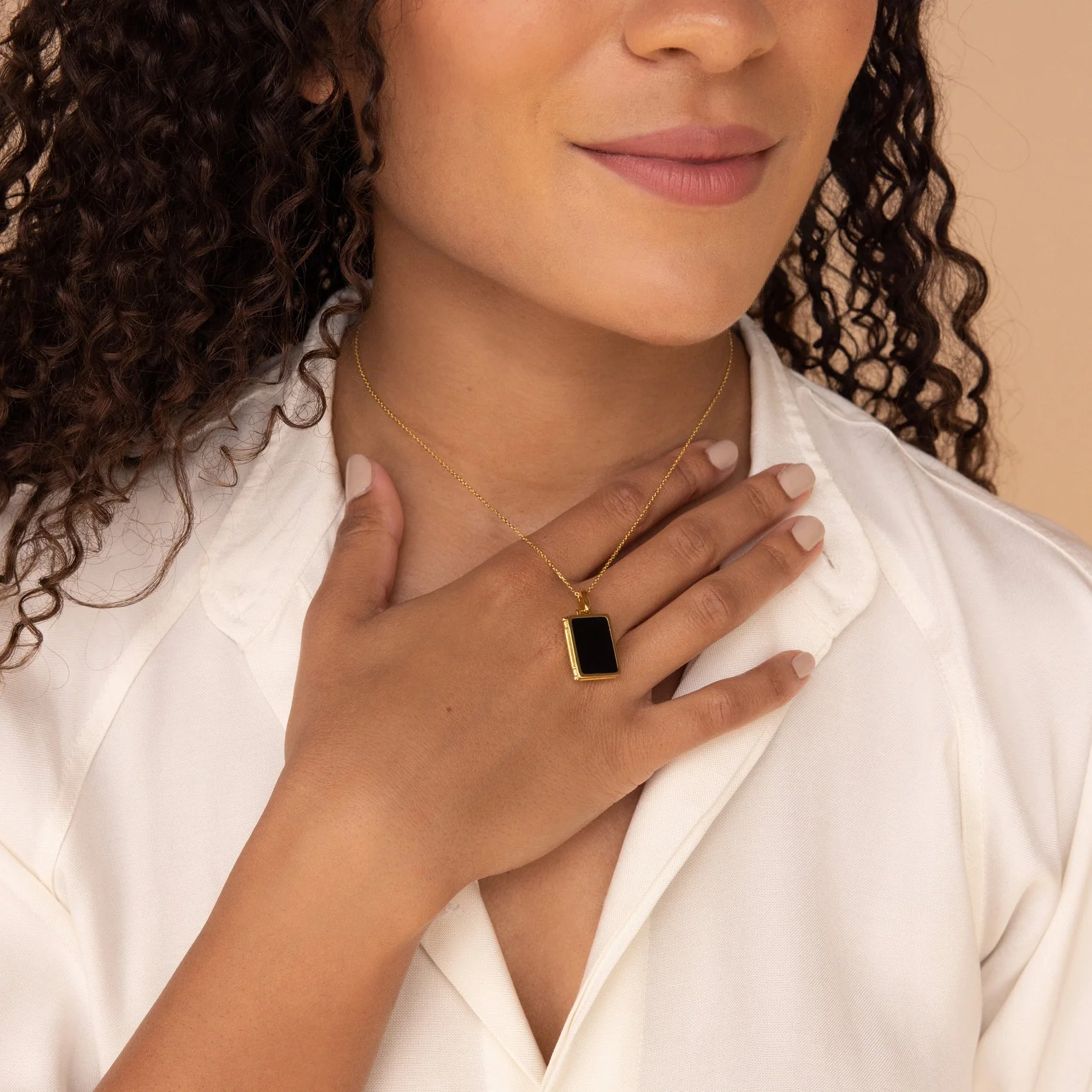 Onyx Locket Necklace - Image 2