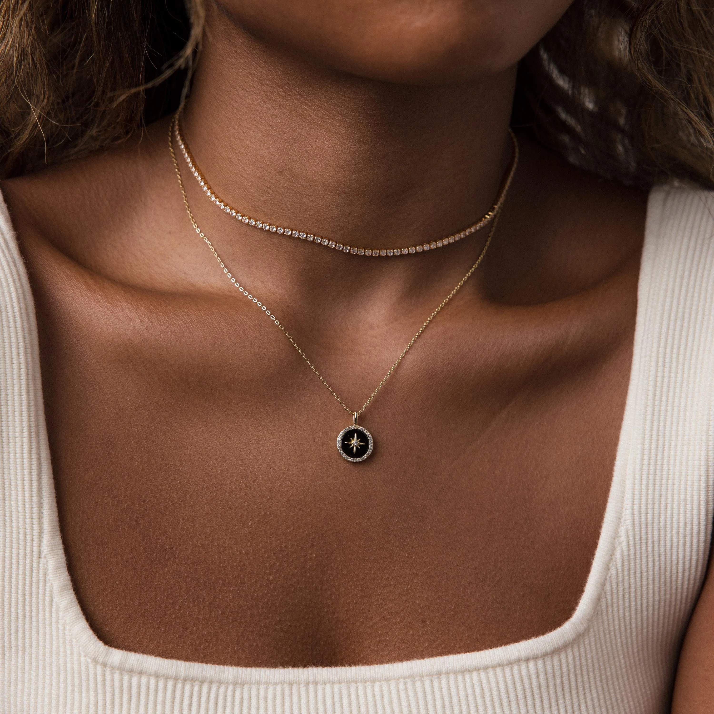 Onyx Star Pendant Necklace in 18K Gold - Image 6