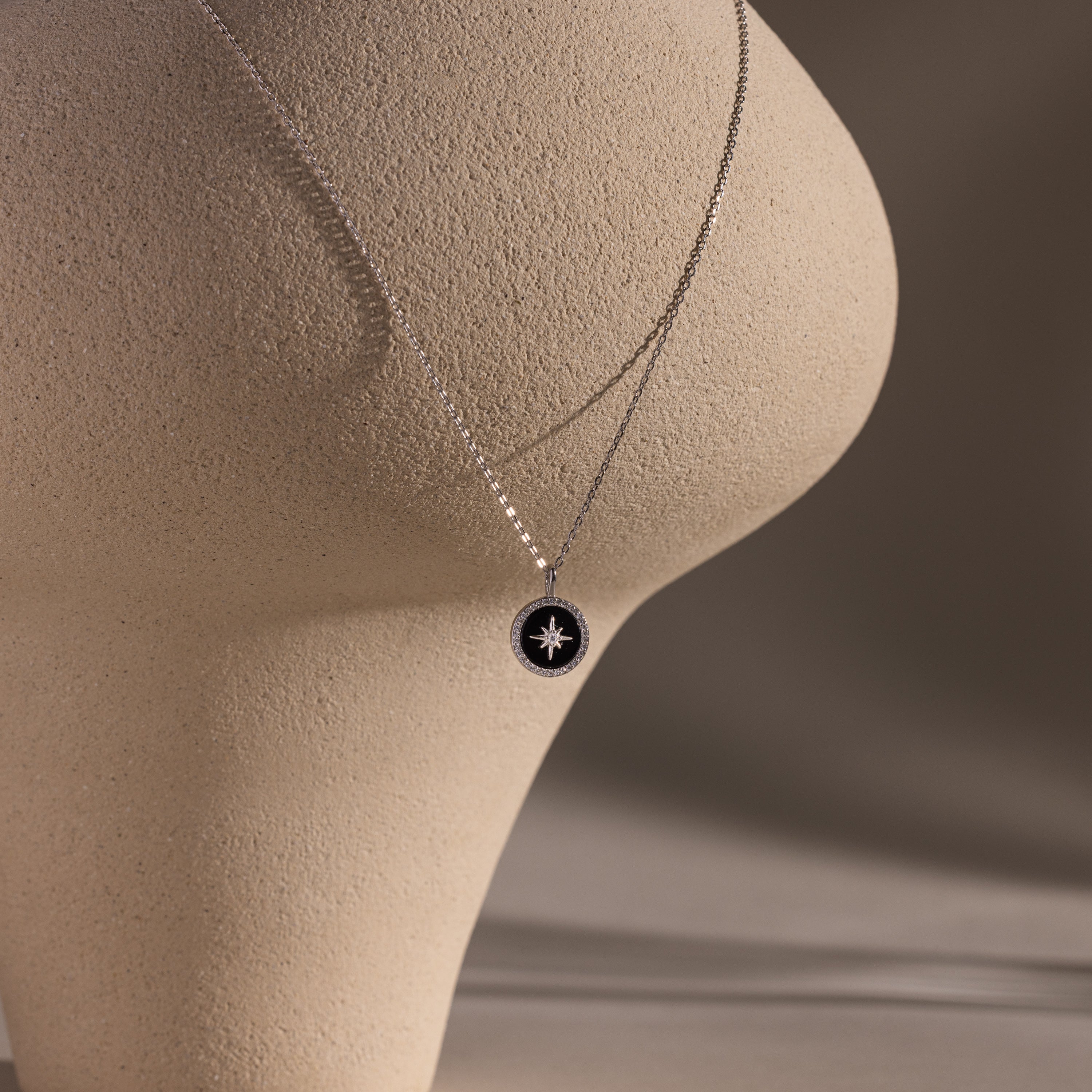 Onyx Star Pendant Necklace in Silver - Image 5