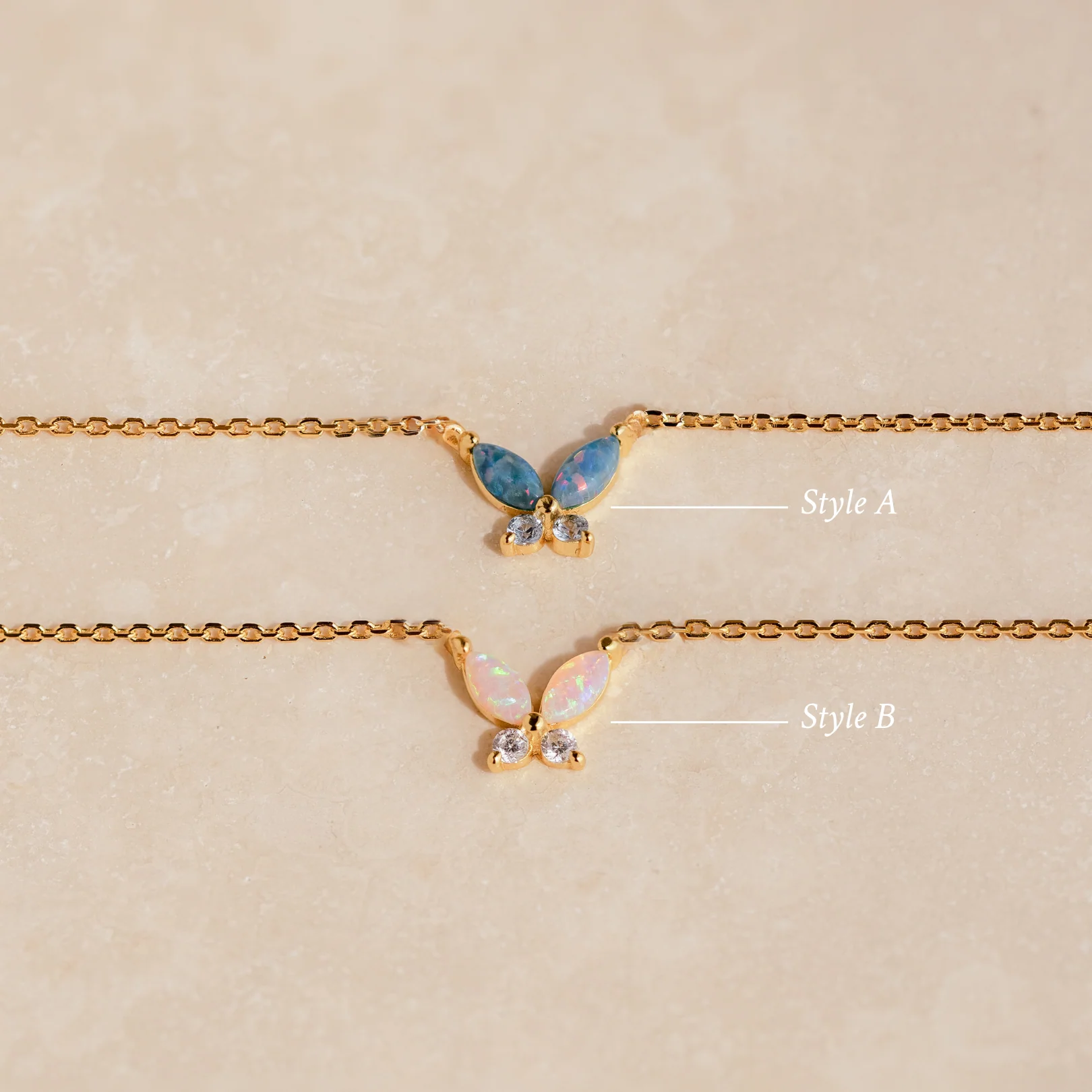 Opal Butterfly Necklace Set - Image 3