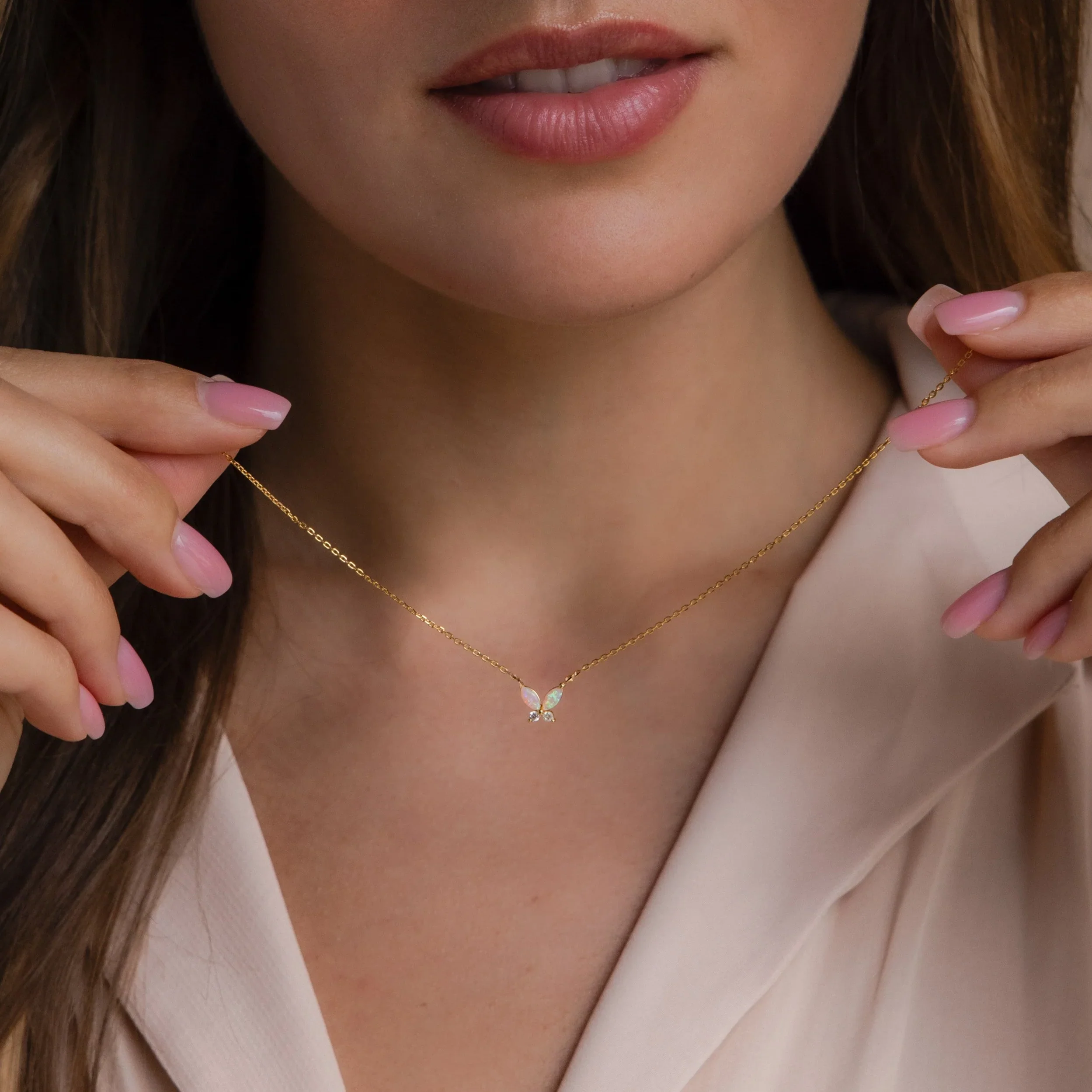 Opal Butterfly Necklace Set - Image 4