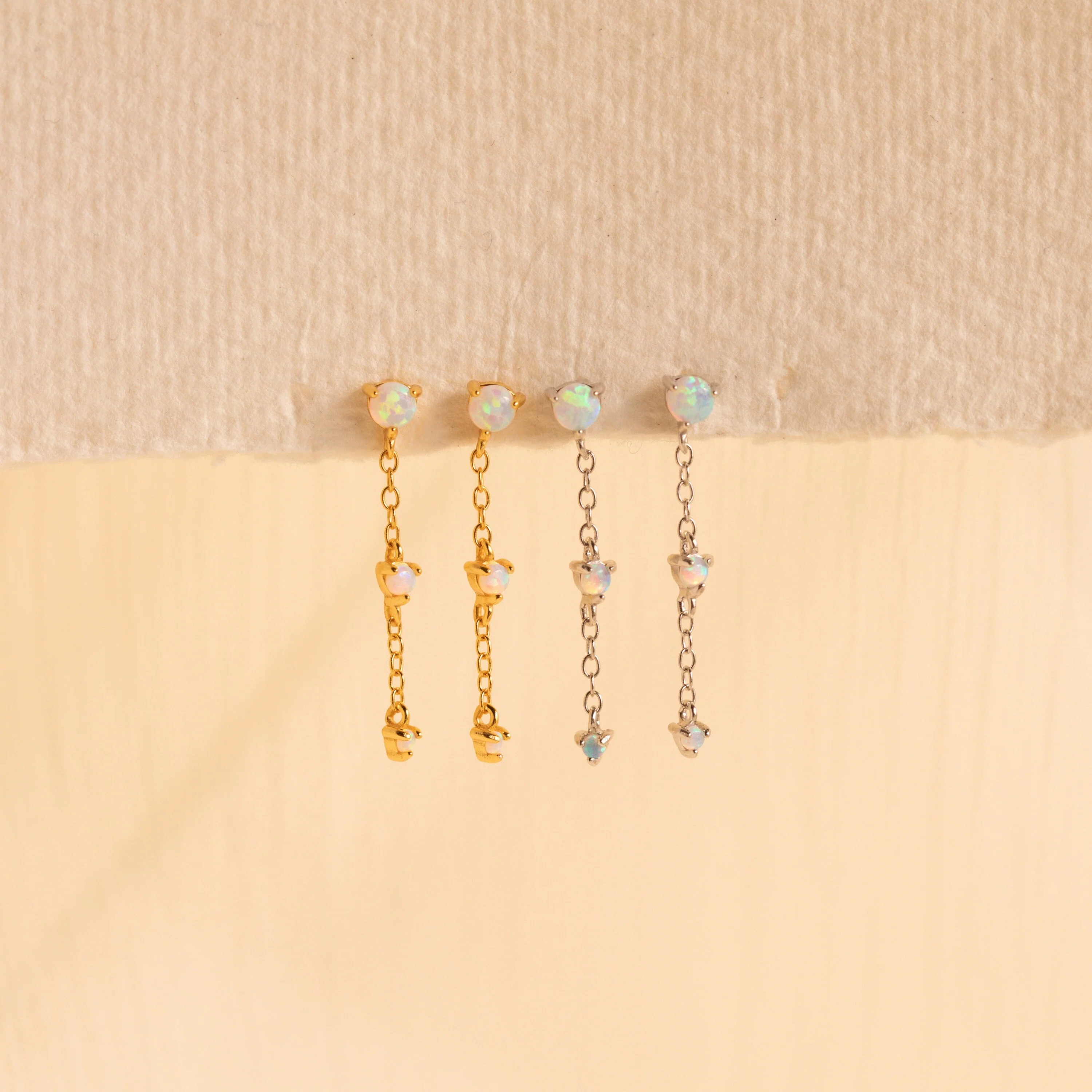 Opal Chain Drop Earrings - Image 3