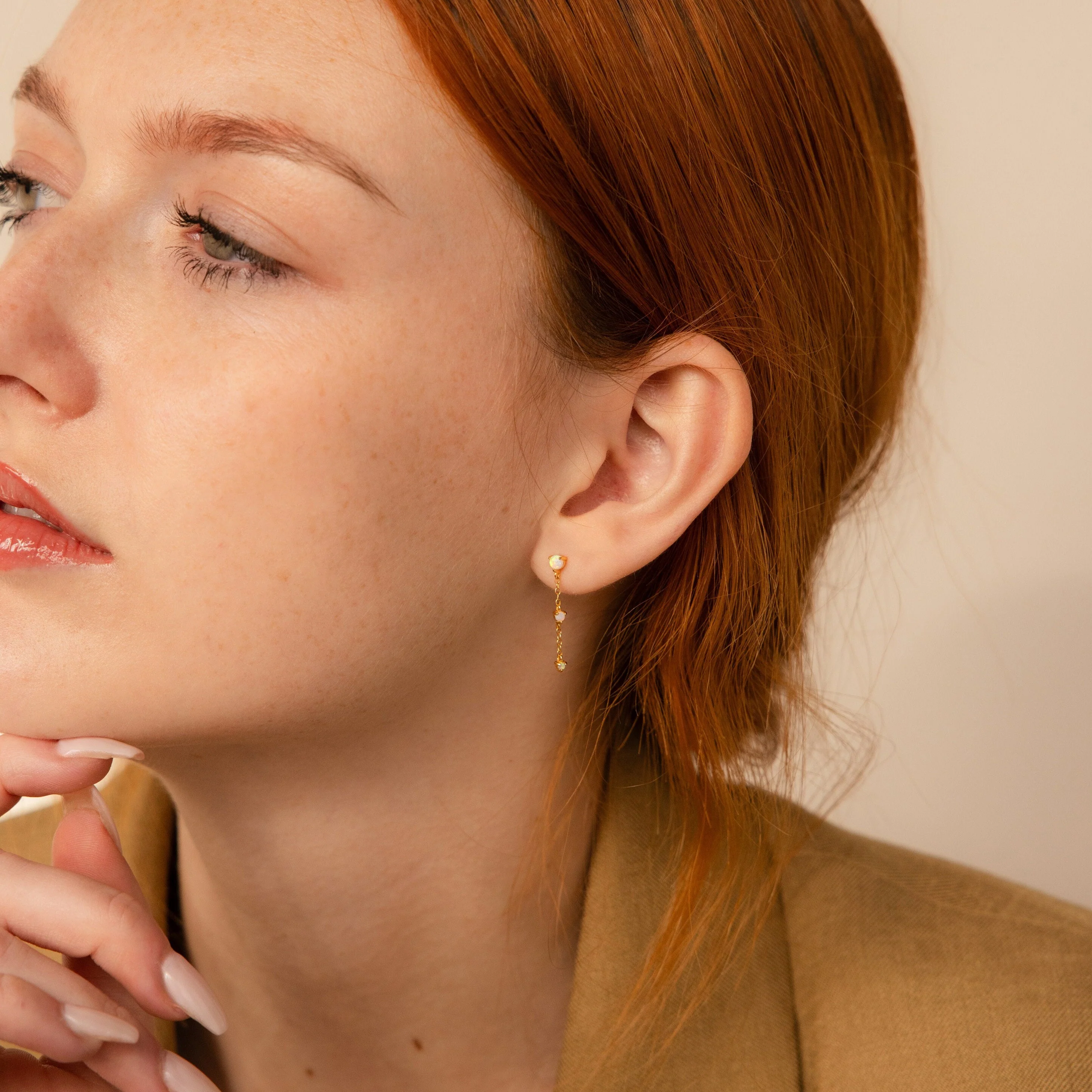 Opal Chain Drop Earrings - Image 6
