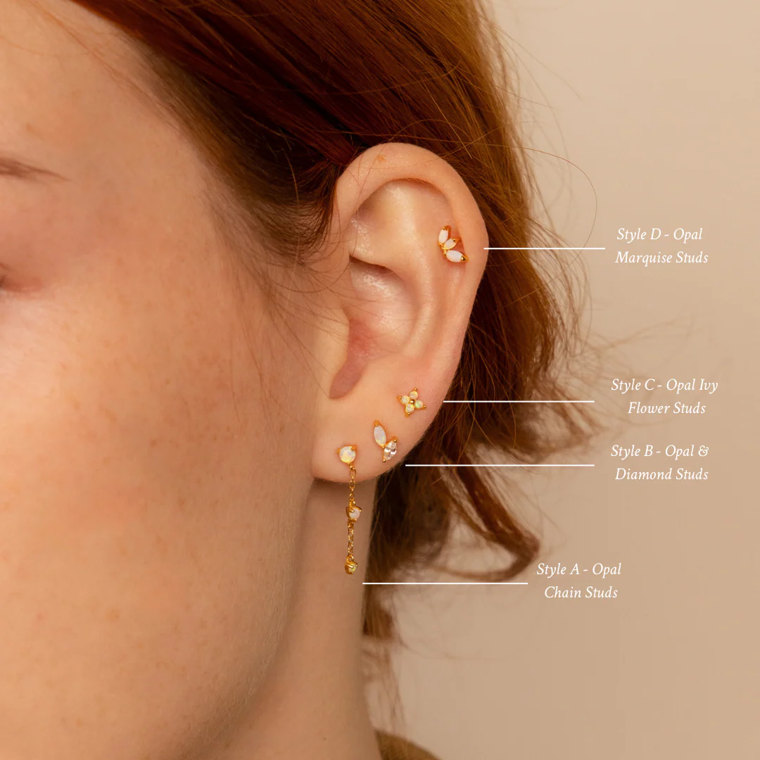 Dainty Opal Stud Earrings Set - Image 6