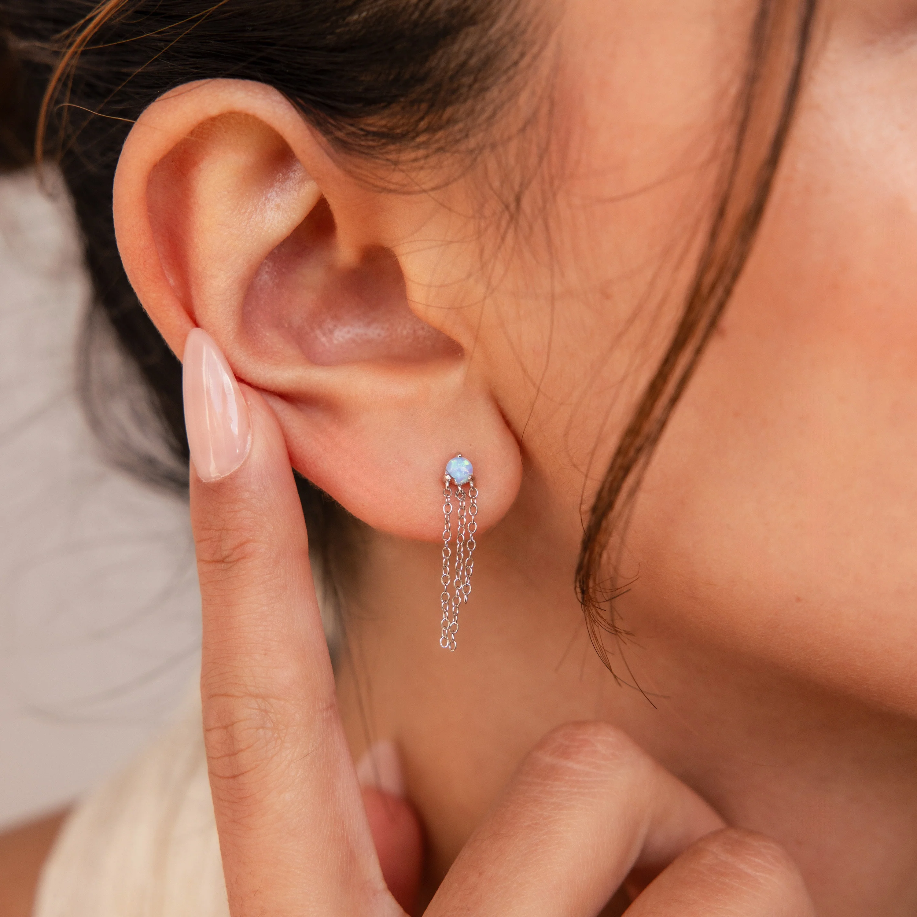 Opal Chain Earrings - Image 4