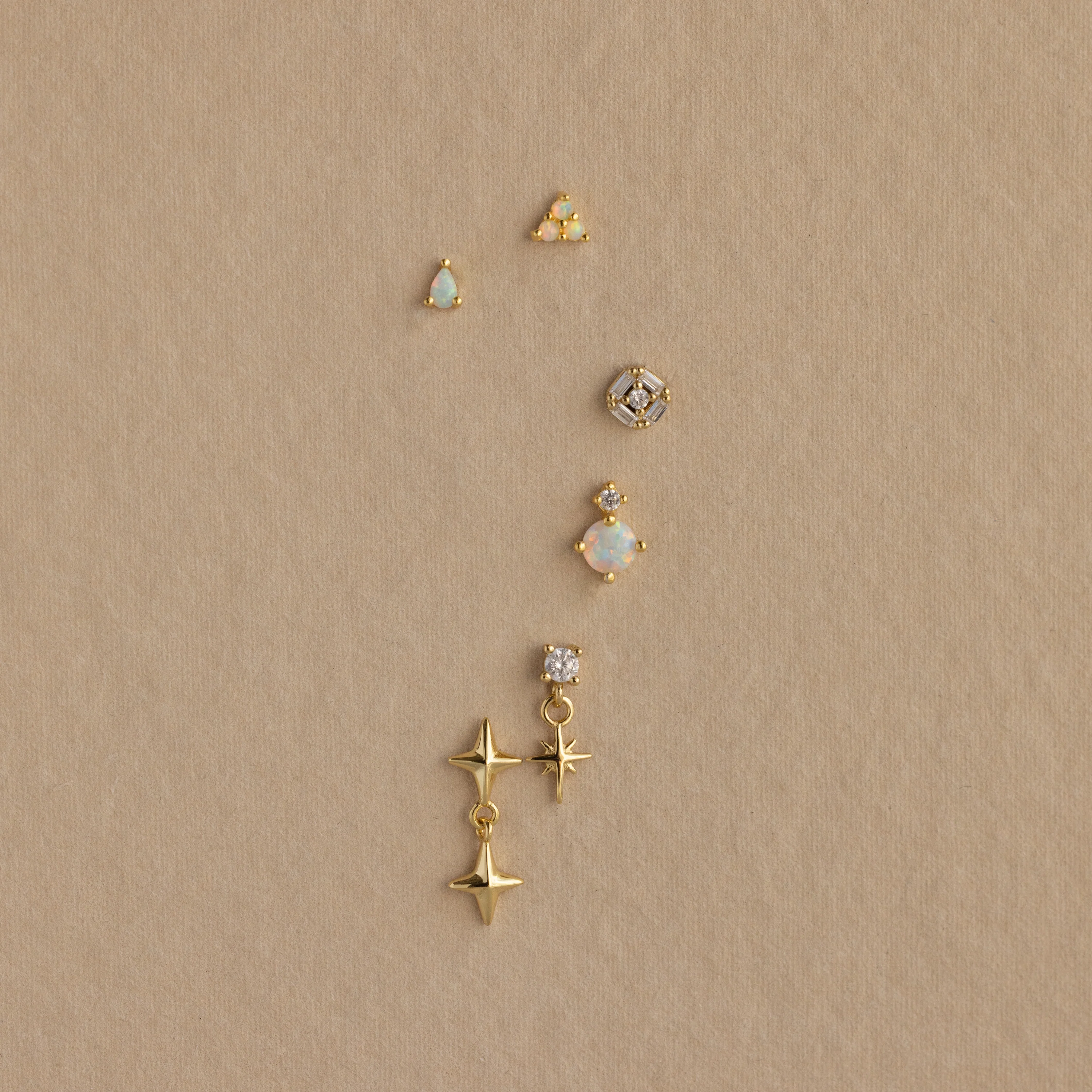 Opal Cluster Flatback Studs in 18K Gold - Image 5