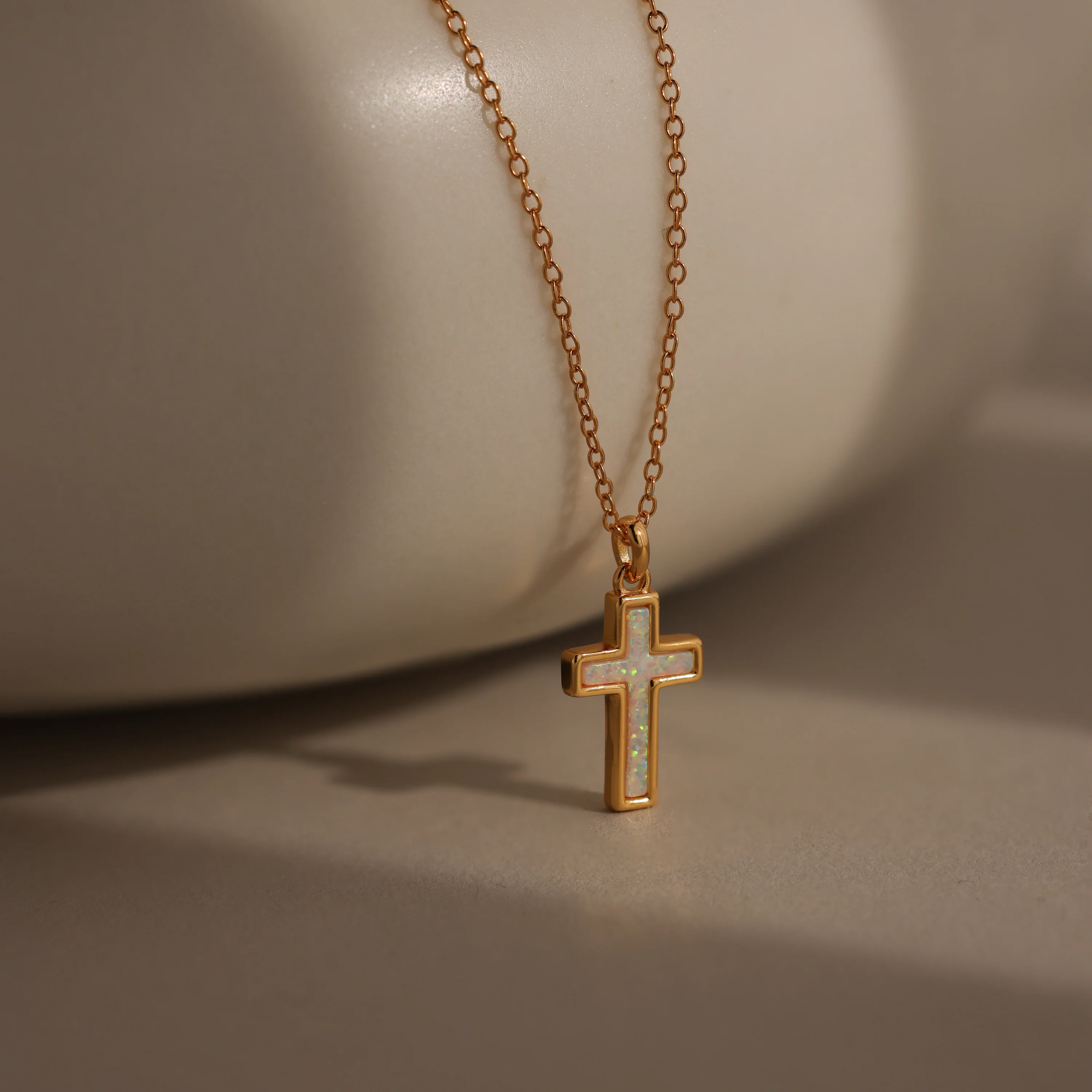 Opal Cross Necklace in 18K Gold - Image 5