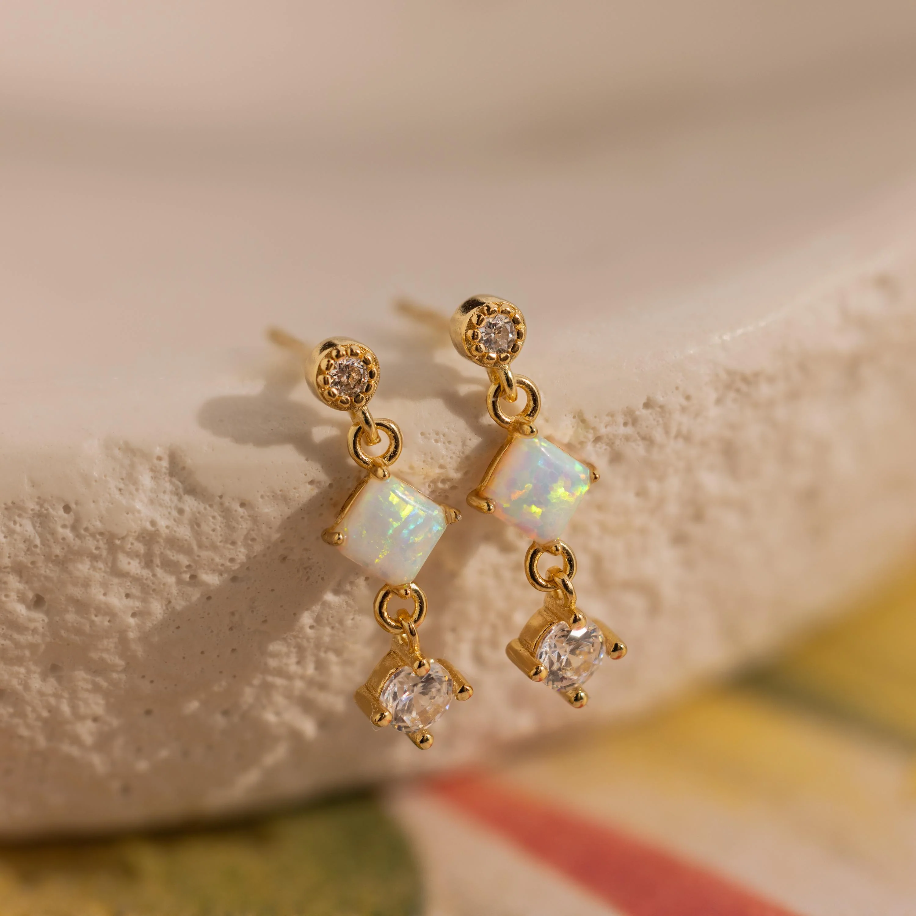 Opal & Diamond Drop Studs - Image 2