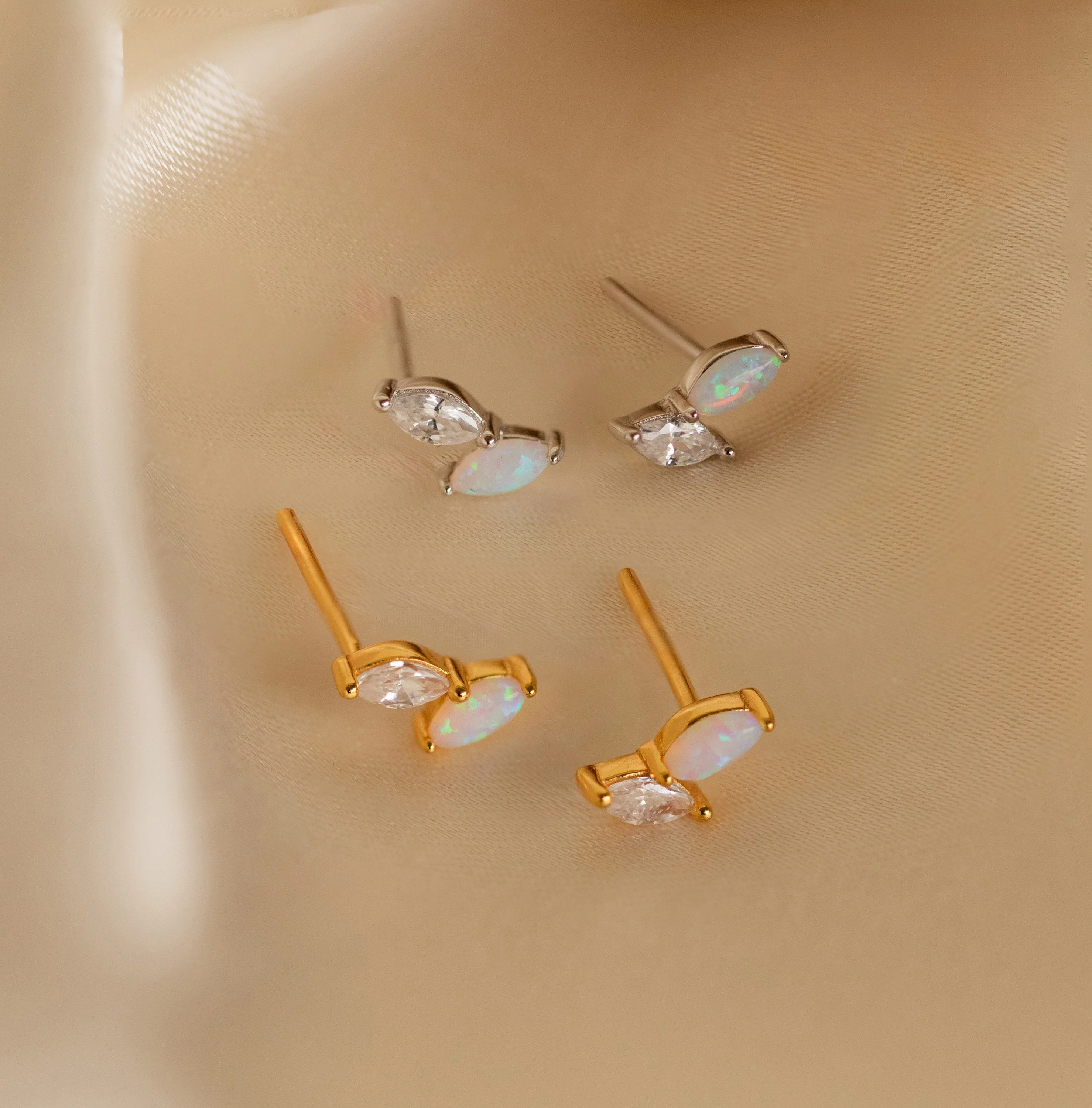 Opal & Diamond Marquise Studs - Image 3
