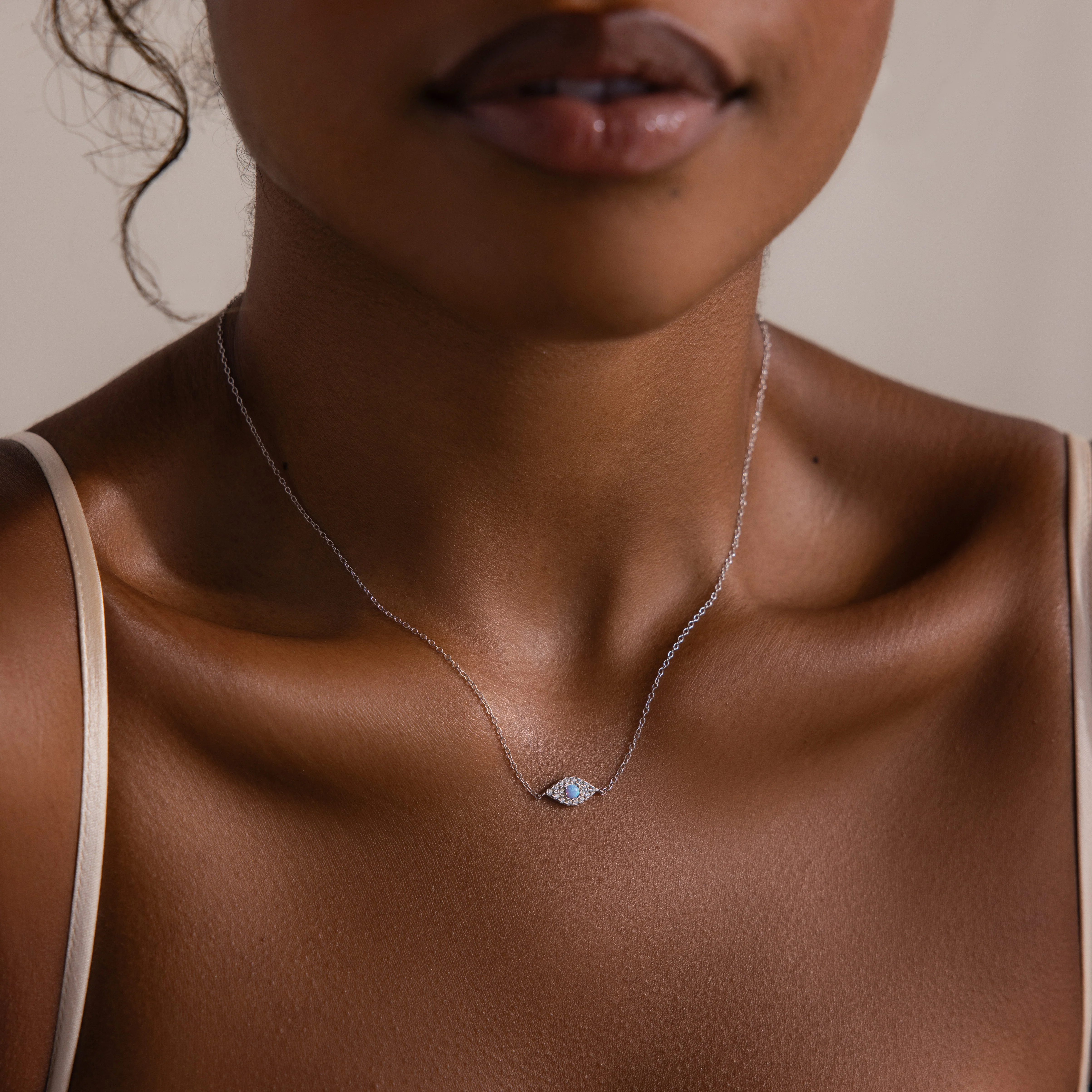 Opal Eye Necklace in Silver - Image 6