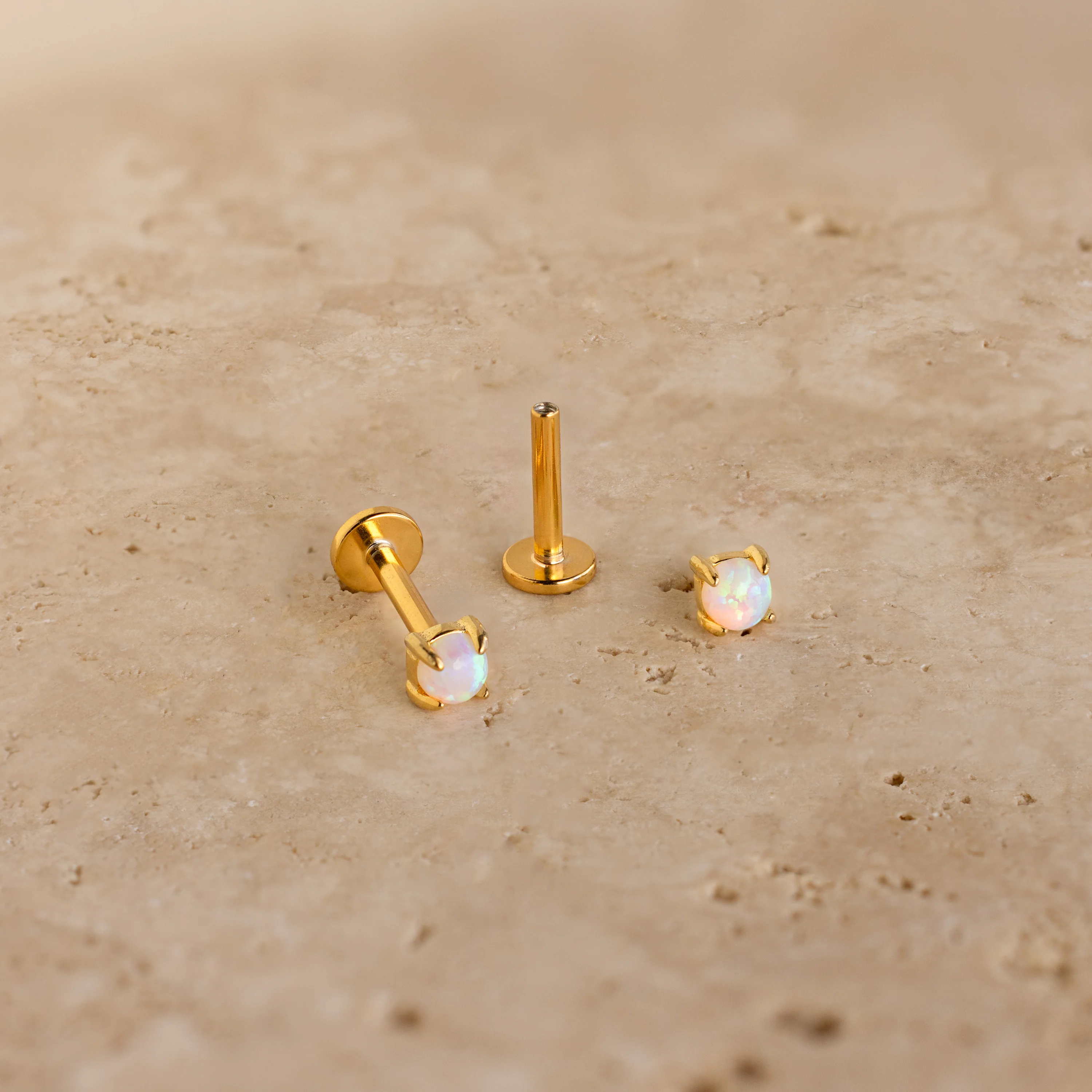 Opal Flat Back Studs in 18K Gold - Image 6