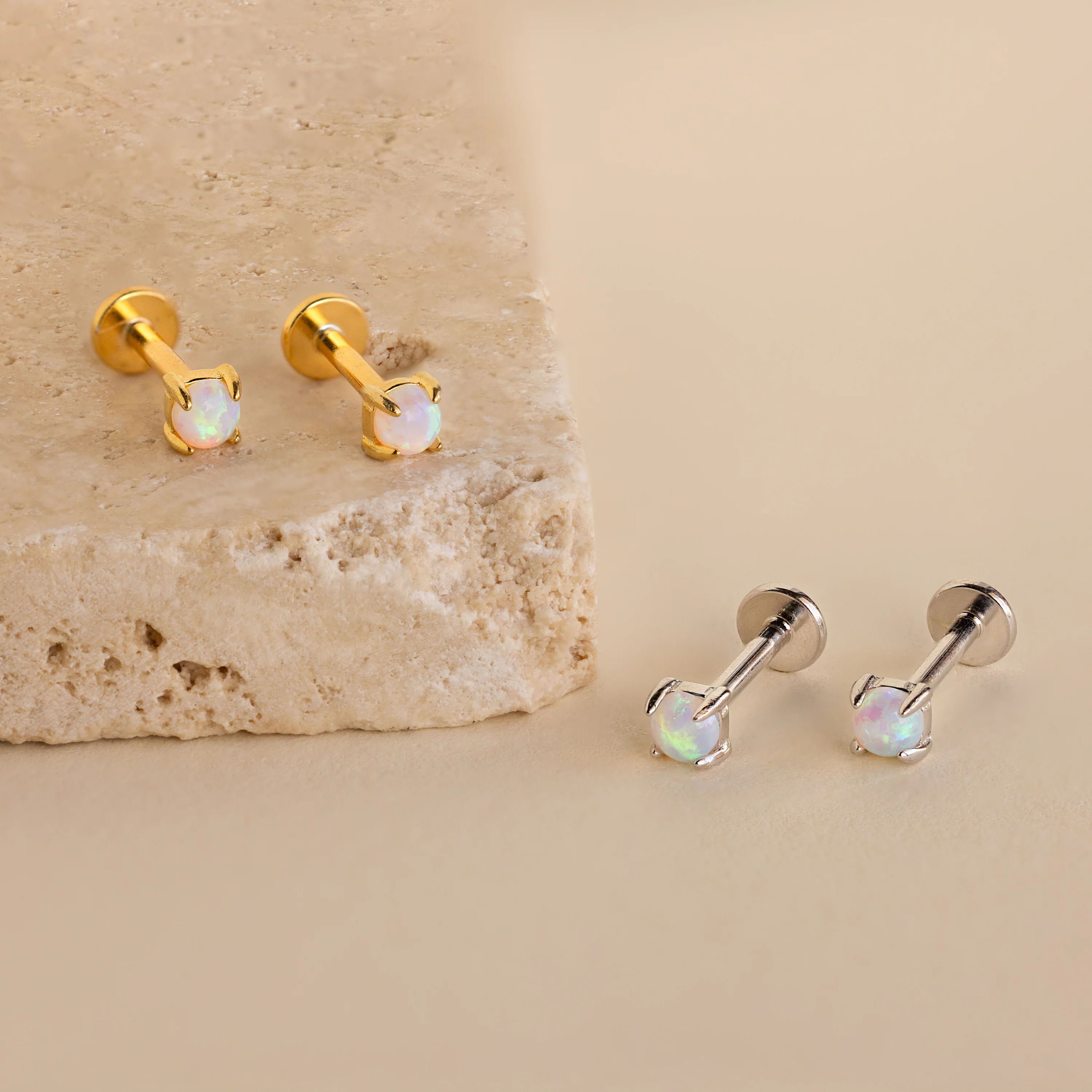 Opal Flat Back Studs in Silver - Image 5