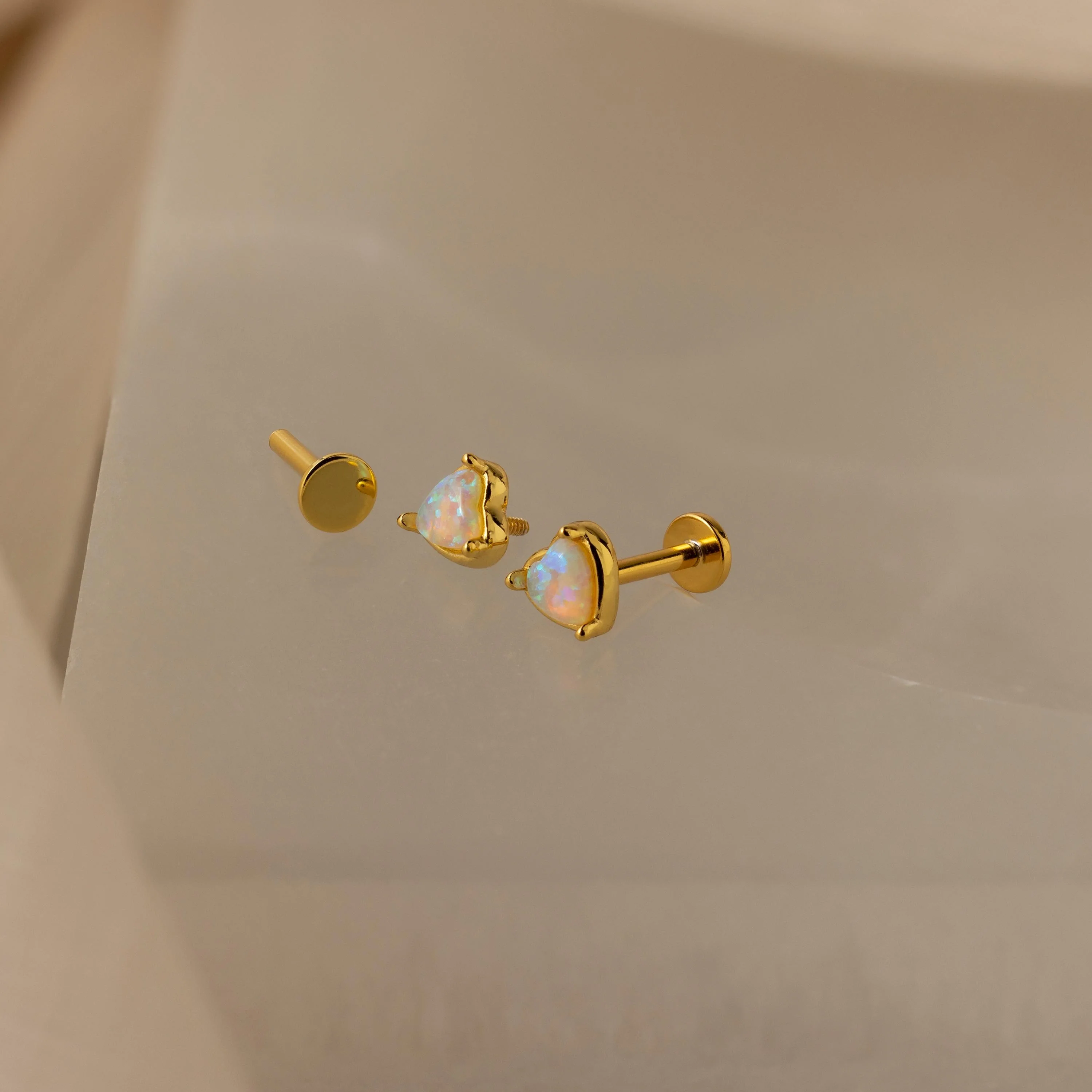 Opal Heart Flat Back Studs - Image 8