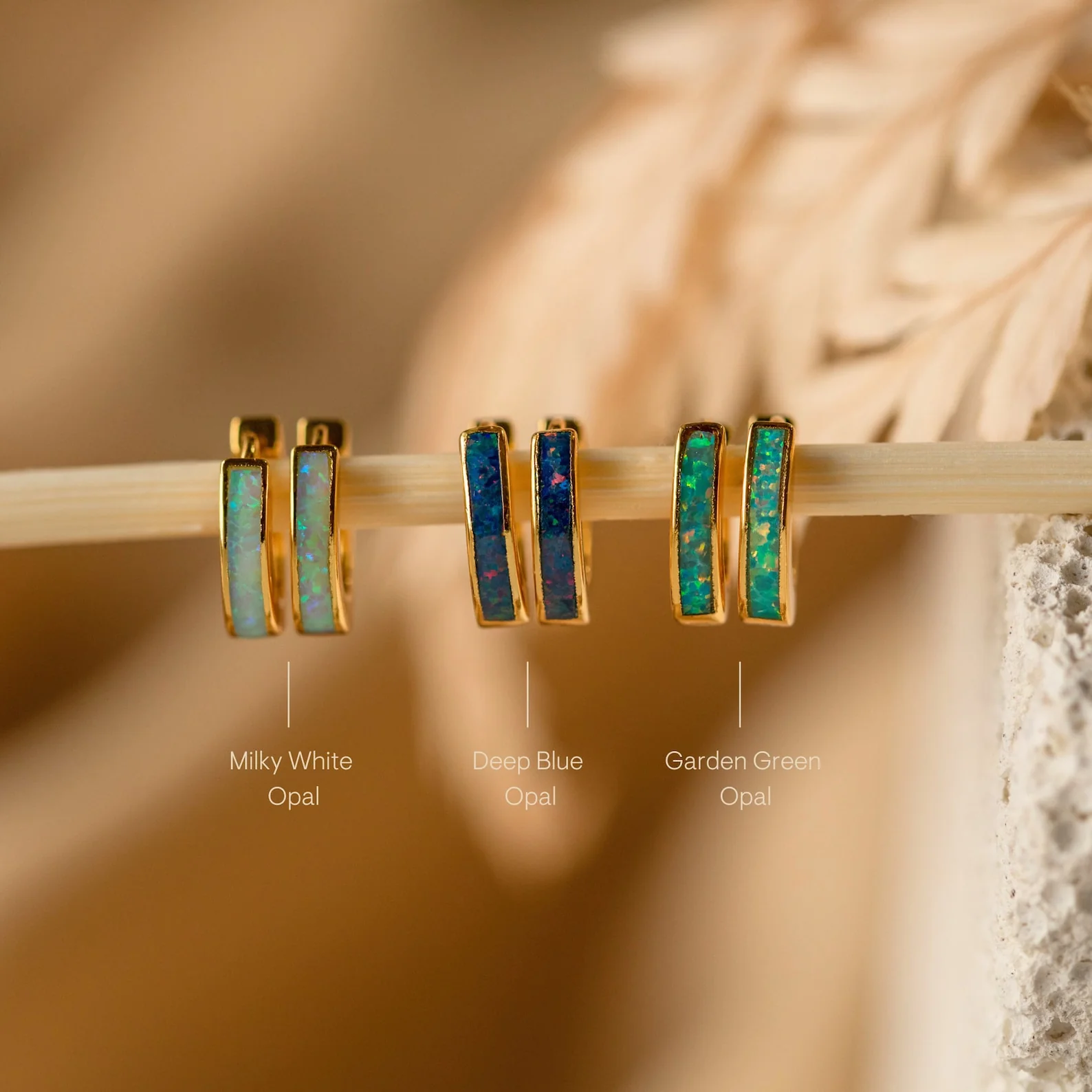 Opal Inlay Hoops Set - Image 3