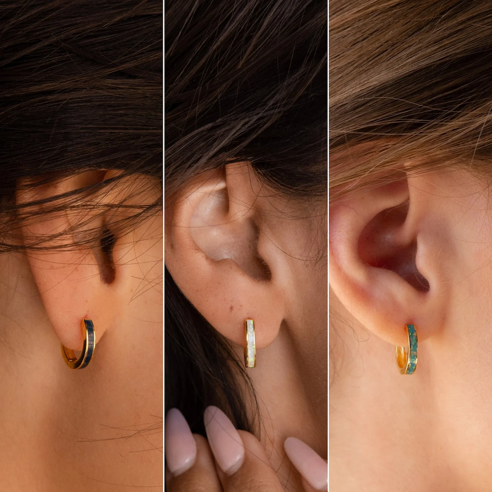 Opal Inlay Hoops Set - Image 6