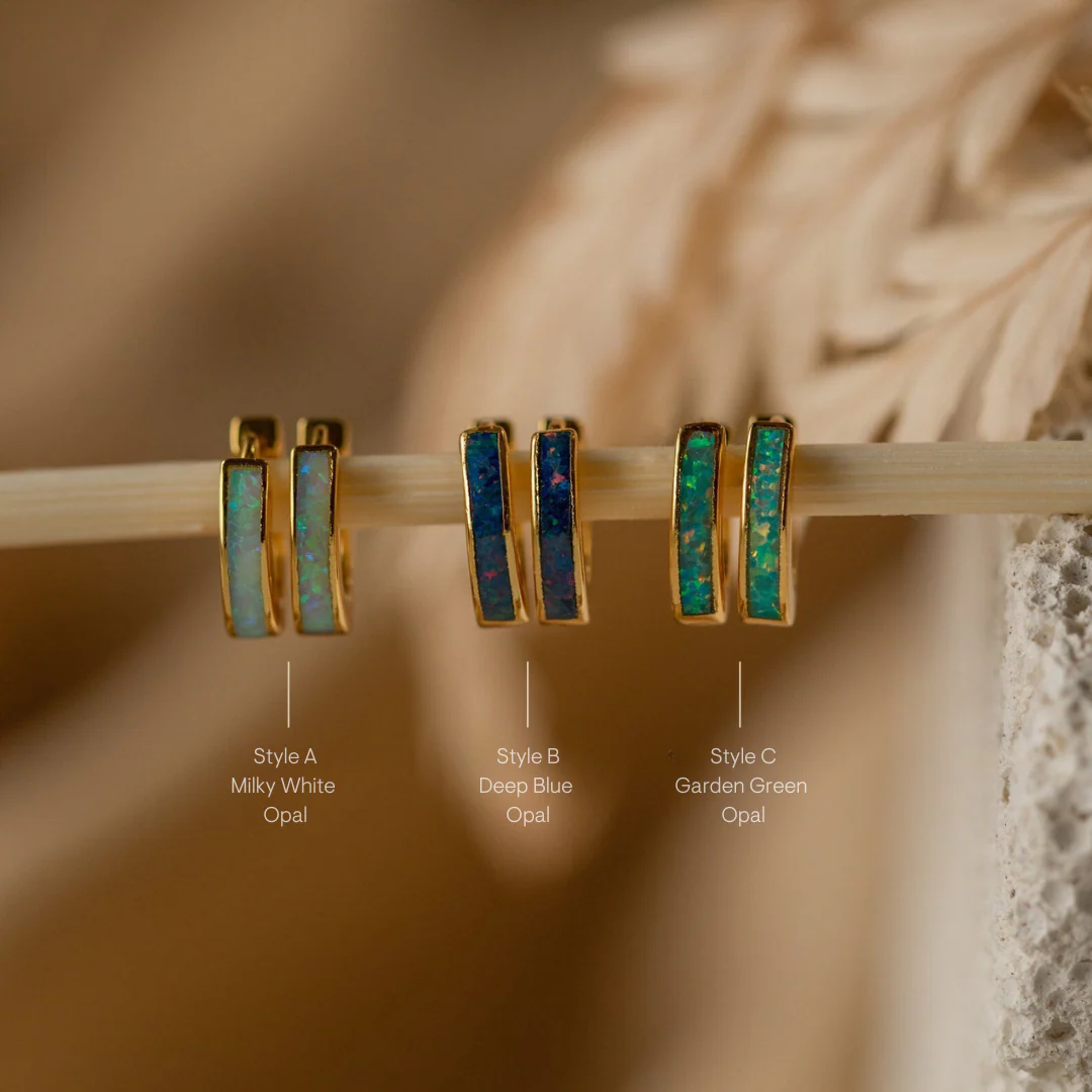 Opal Inlay Huggies Set - Image 3
