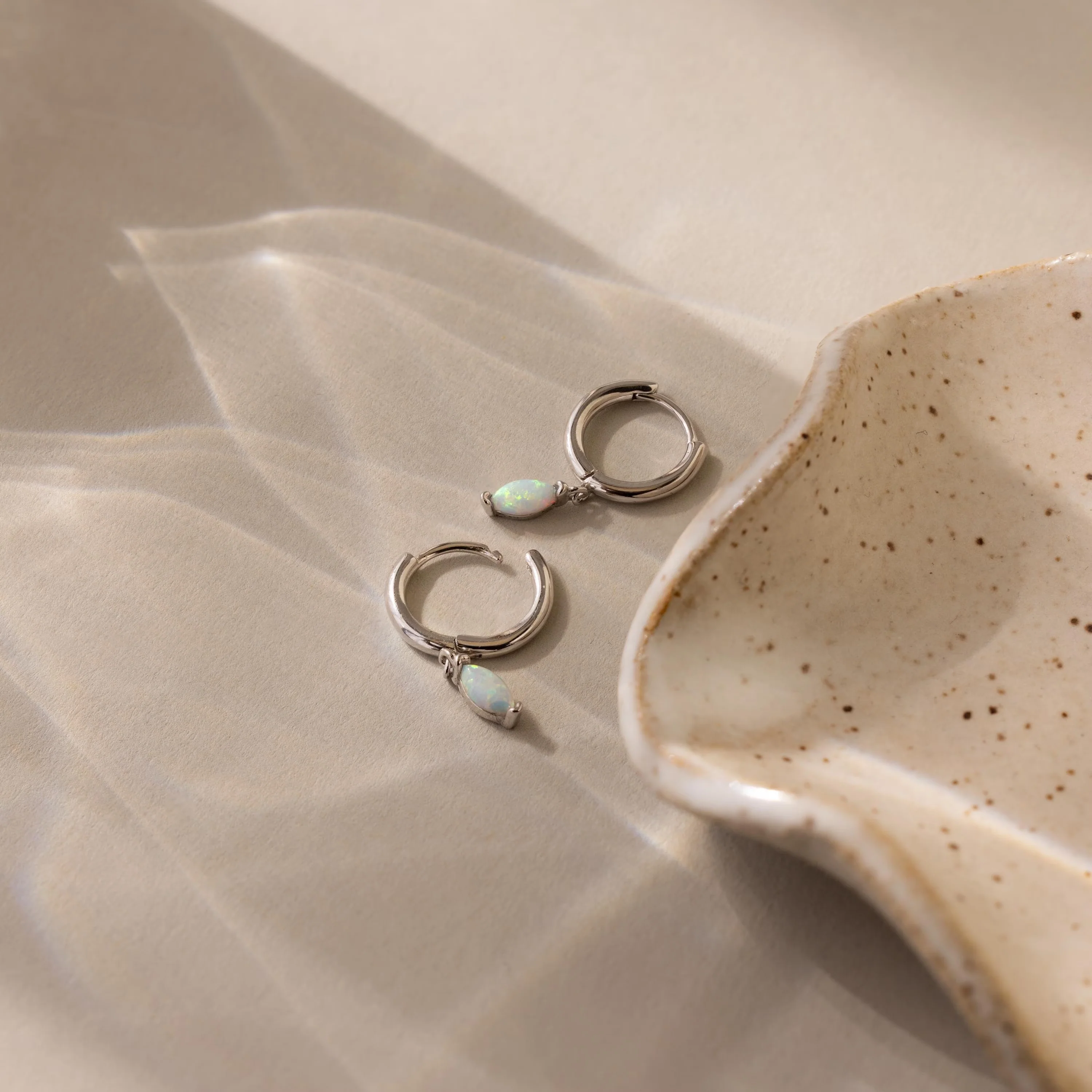 Opal Marquise Huggies - Image 5