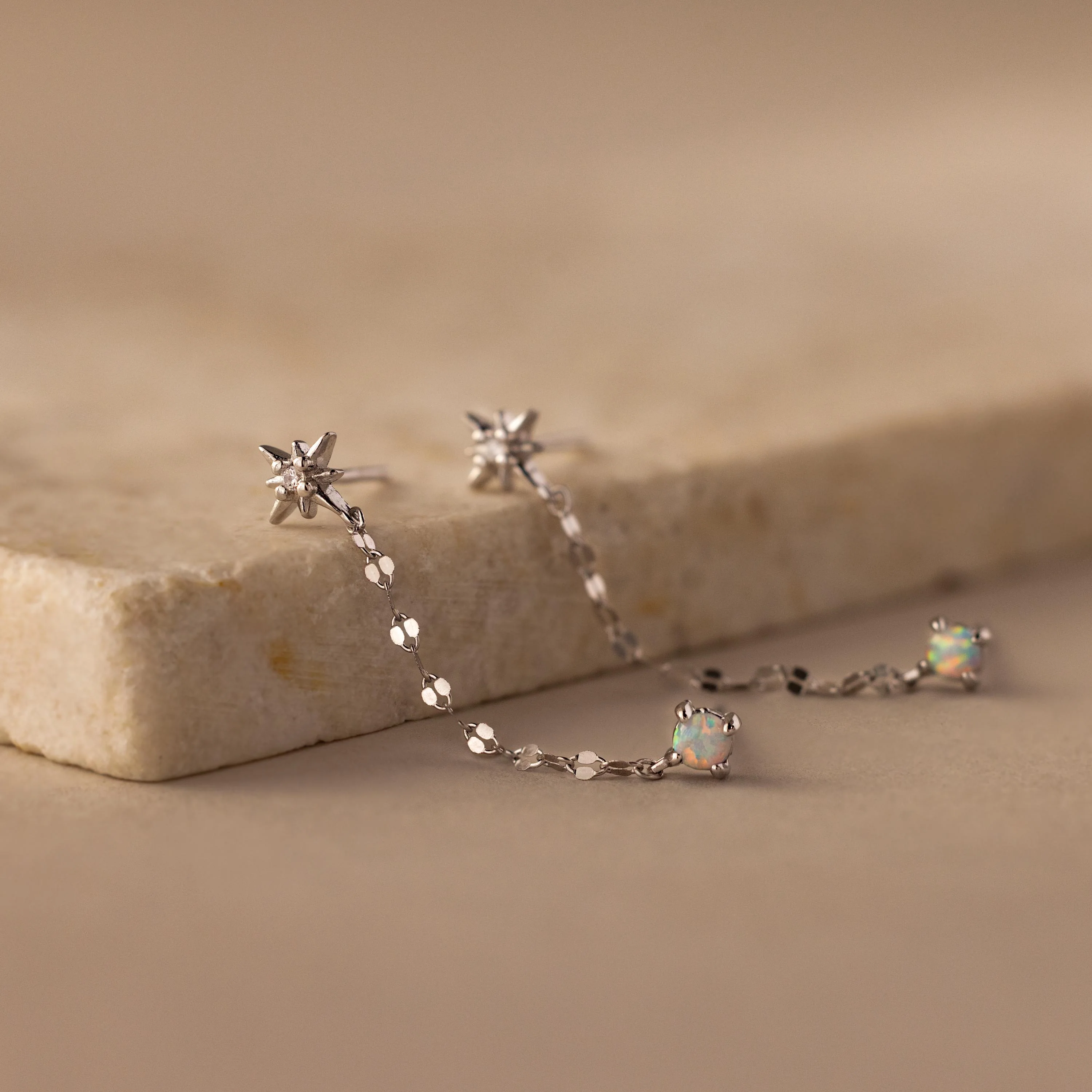 Opal & Star Duo Chain Studs - Image 4