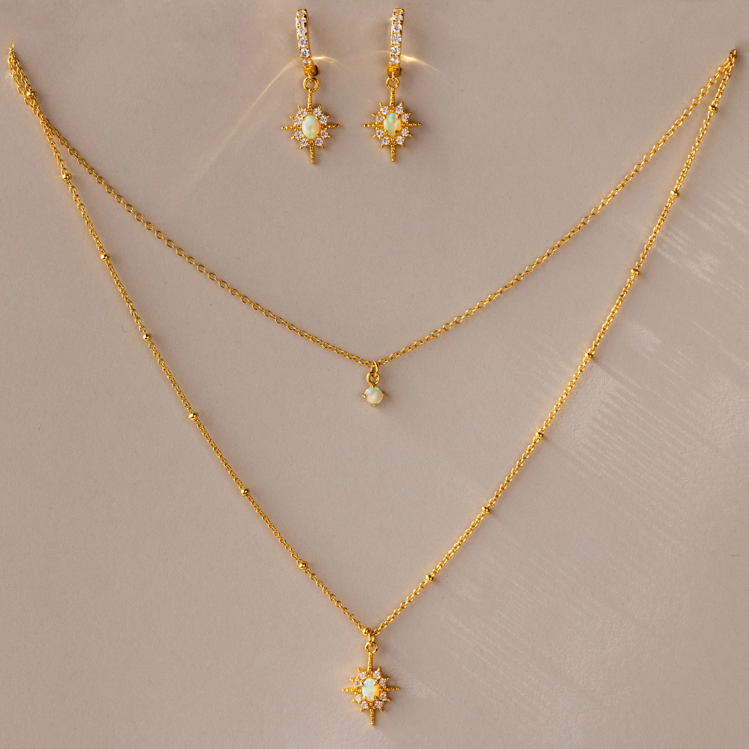 Opal Star Necklace & Earrings Set - Image 8
