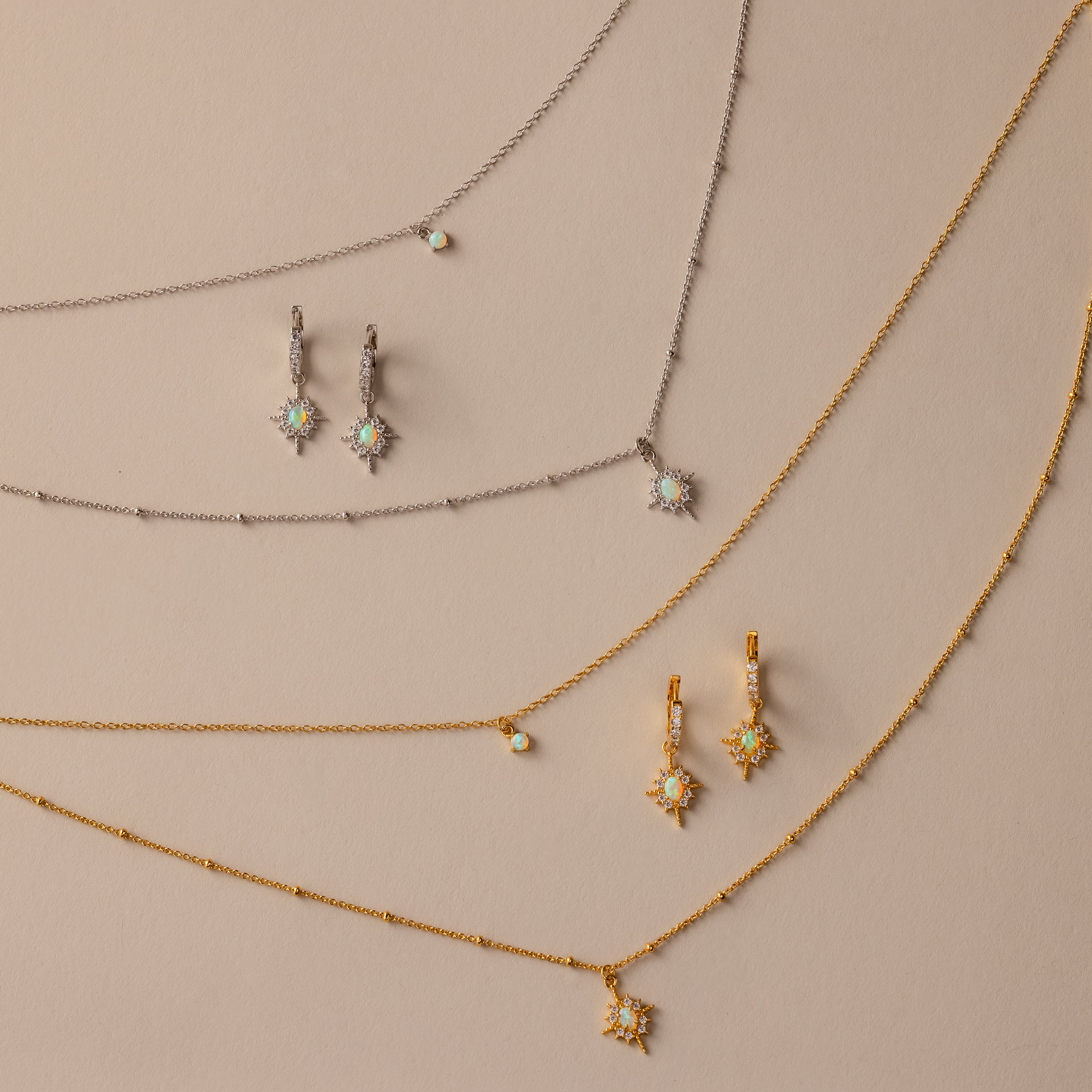 Opal Star Necklace & Earrings Set in Silver - Image 7