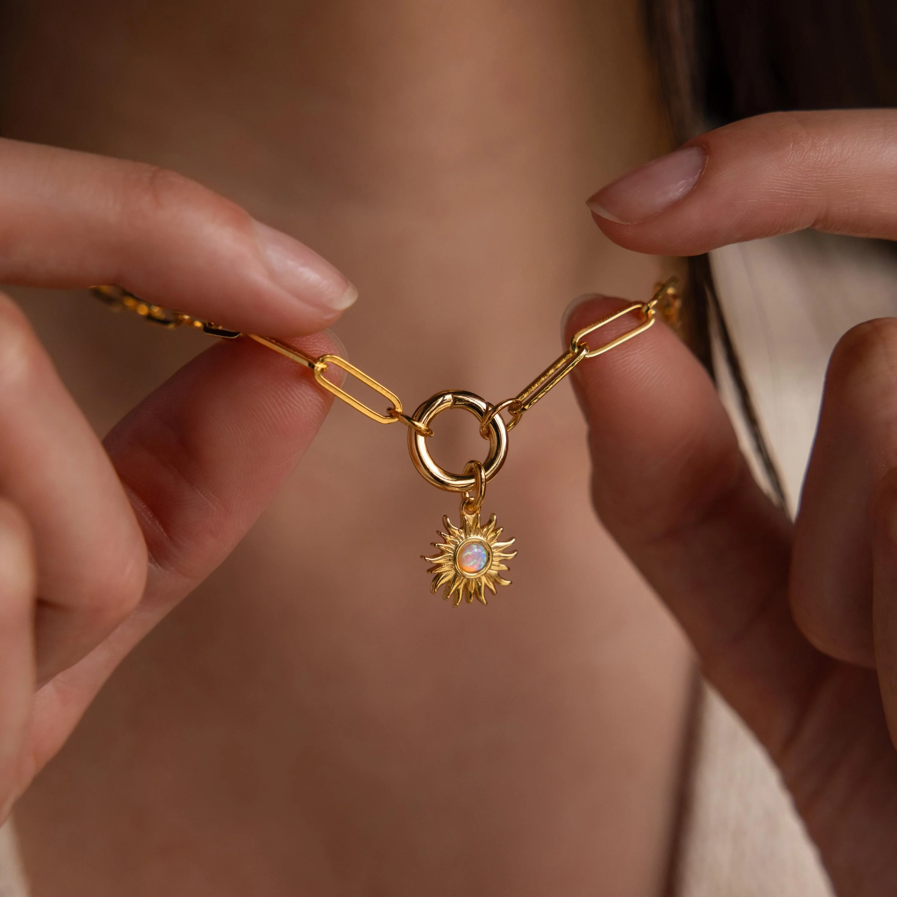 Opal Sun Charm in 18K Gold - Image 2