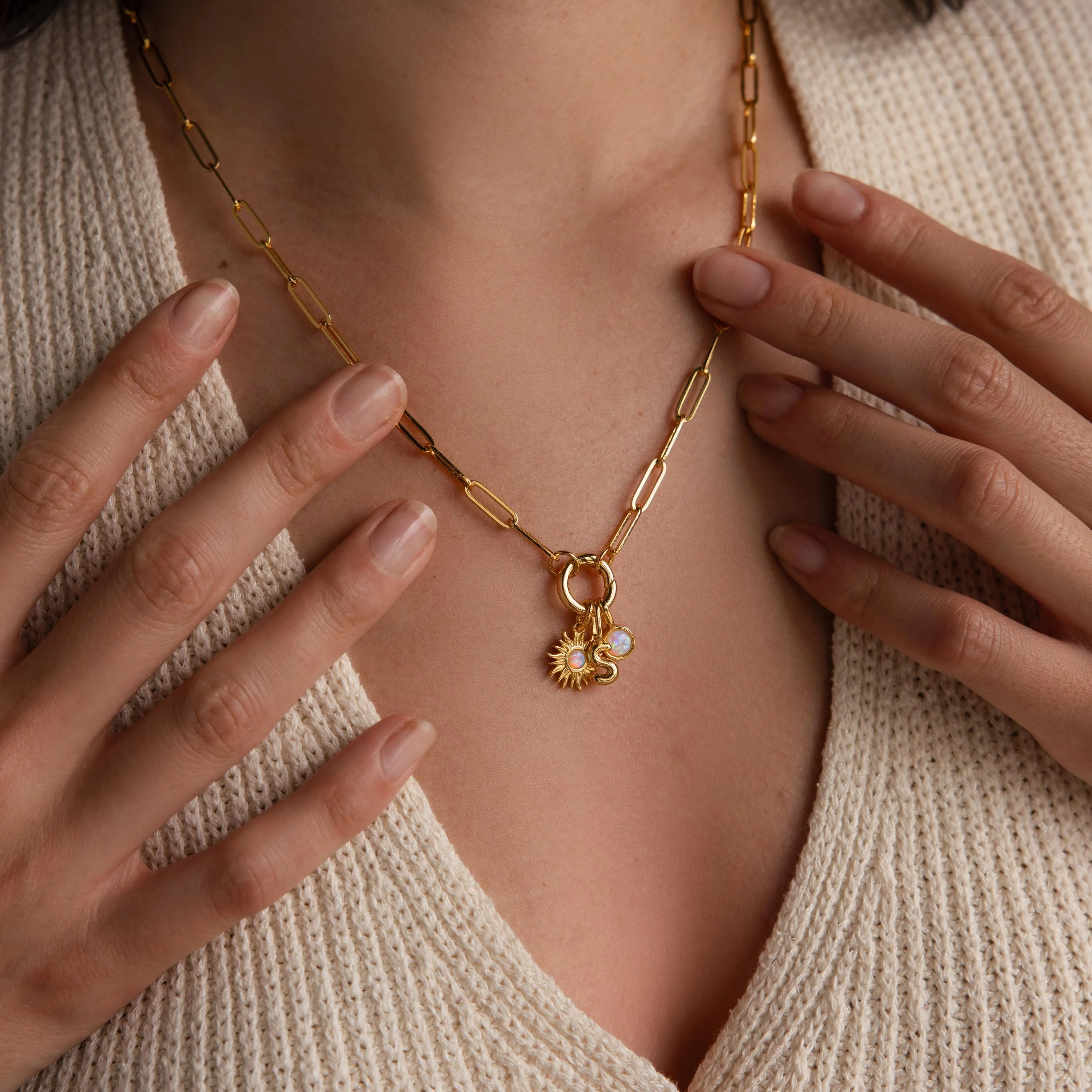 Opal Sun Charm in 18K Gold - Image 4