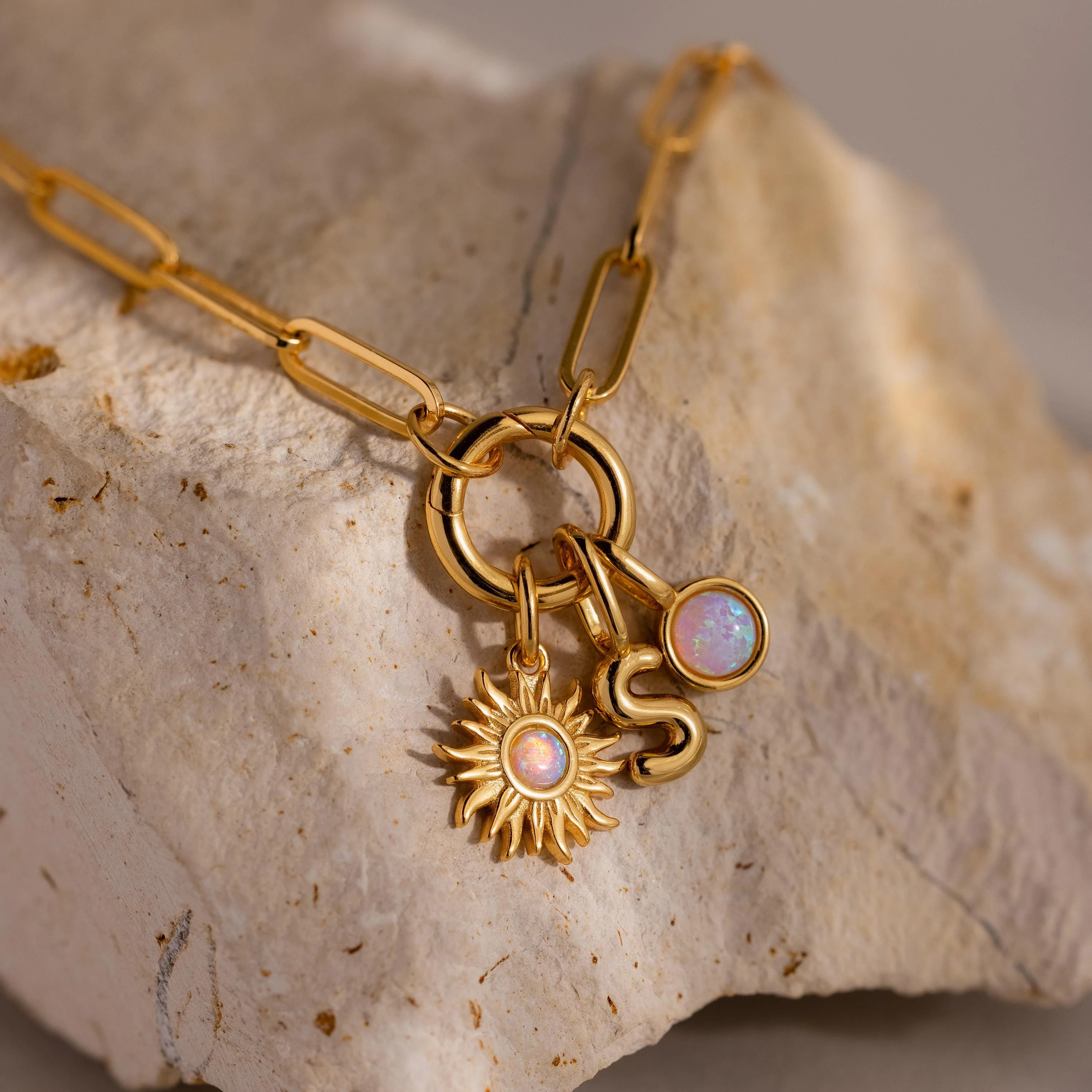 Opal Sun Charm in 18K Gold - Image 5