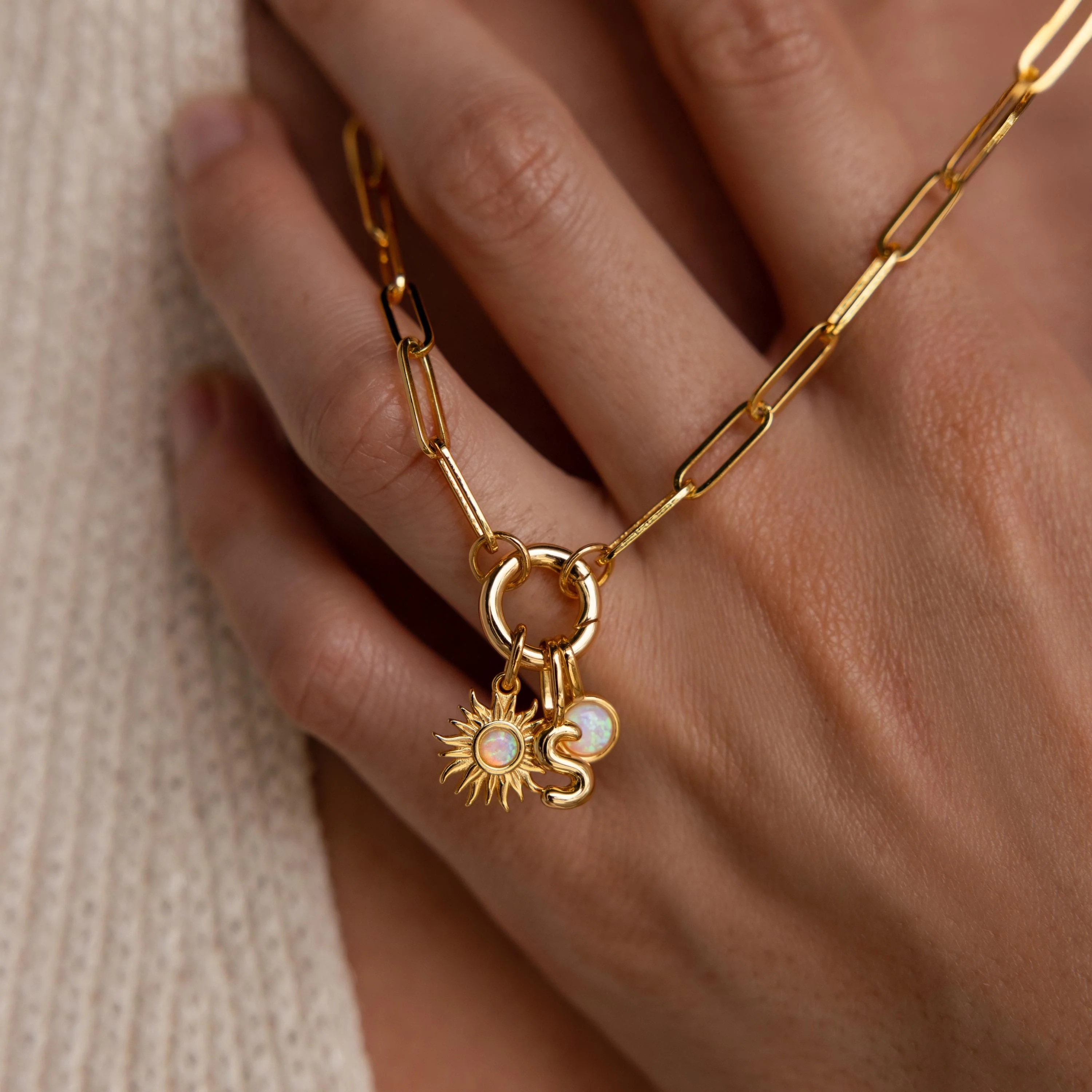 Opal Sun Charm in 18K Gold - Image 3
