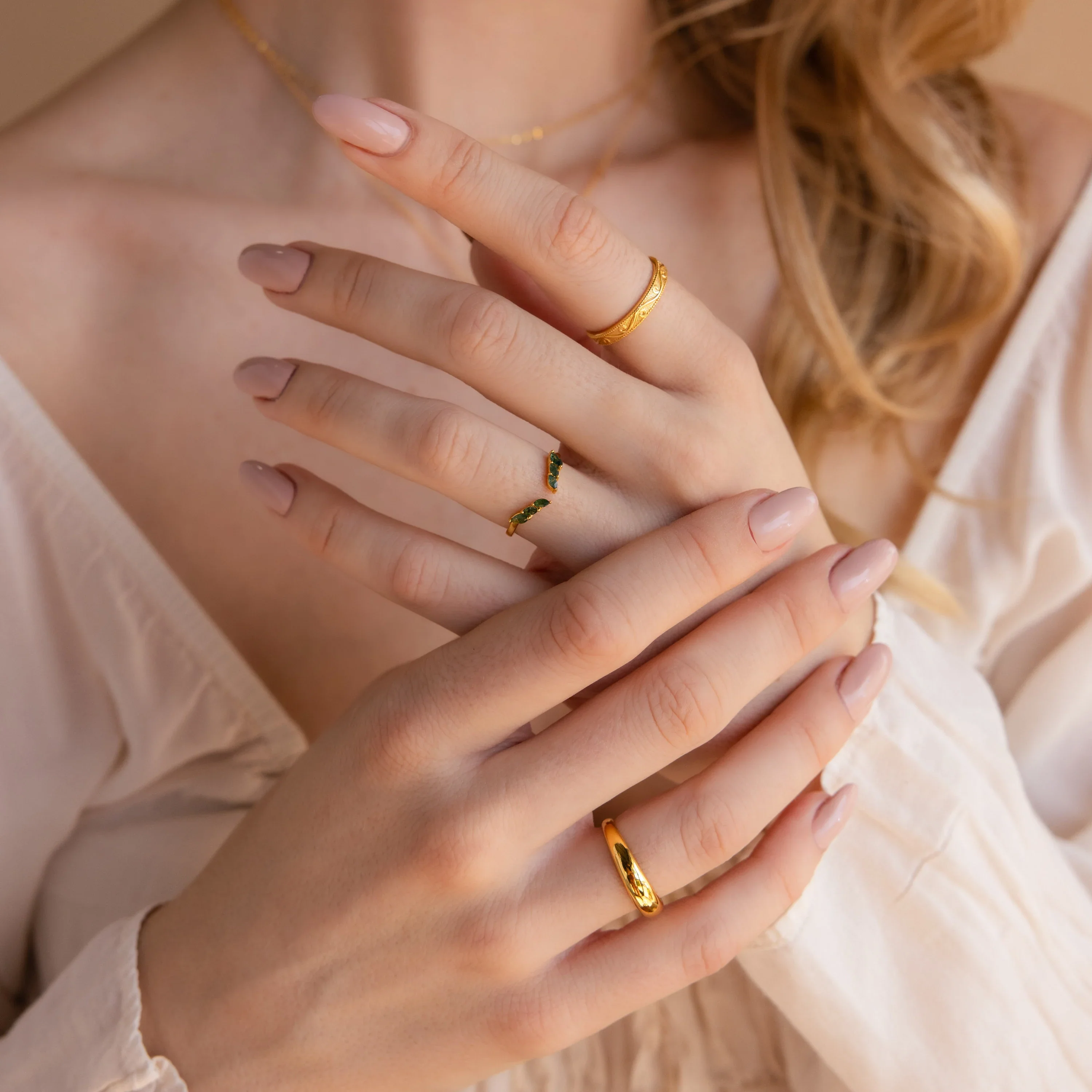 Open Moss Agate Chevron Ring - Image 3