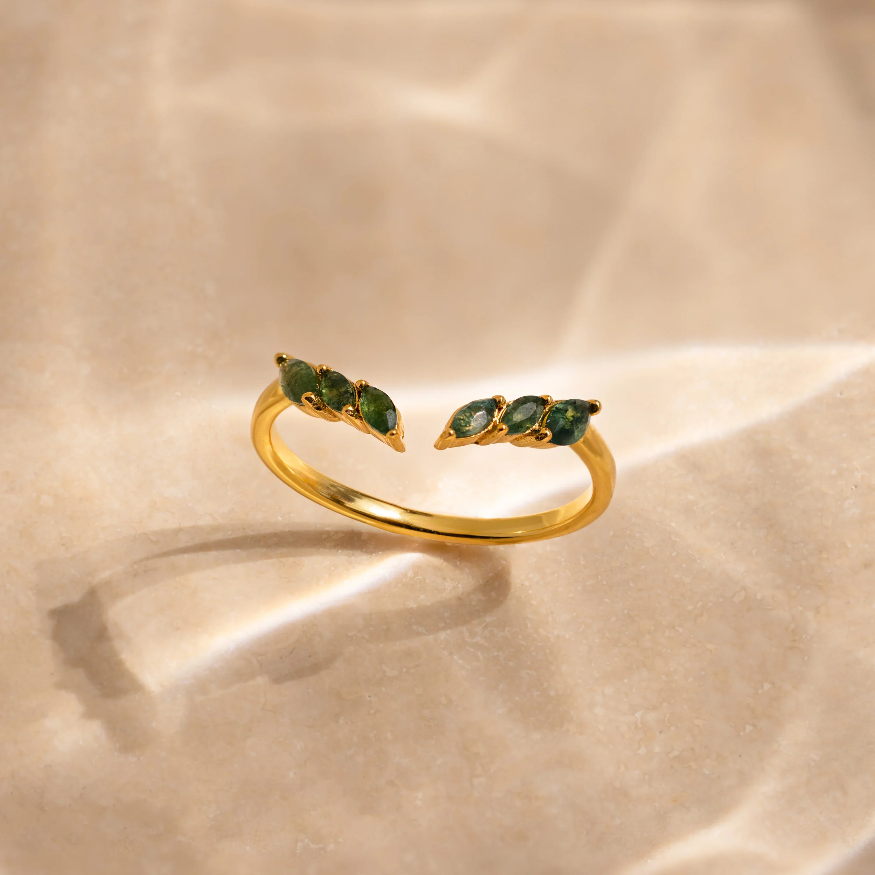 Open Moss Agate Chevron Ring - Image 8
