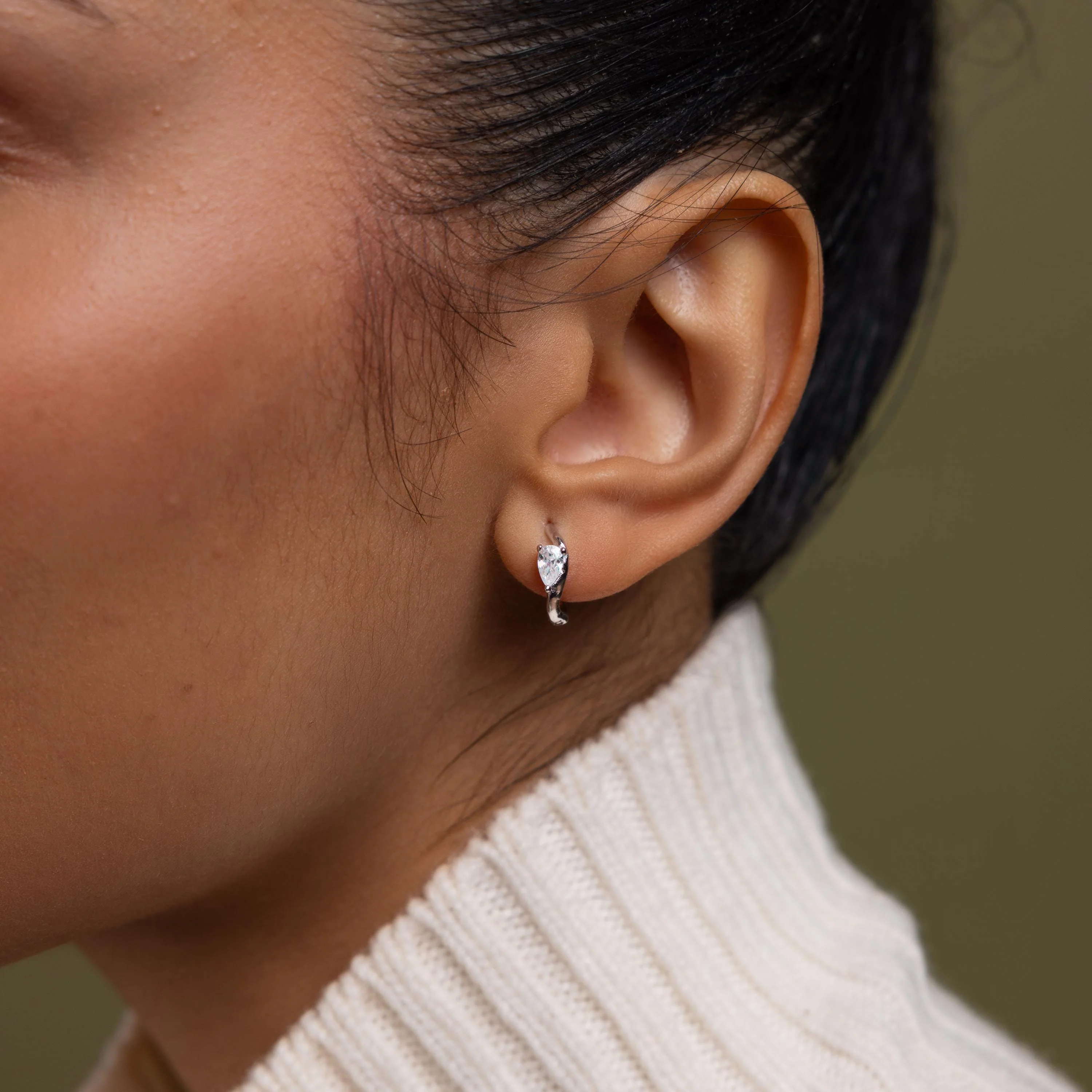 Organic Diamond Teardrop Hoops - Image 5